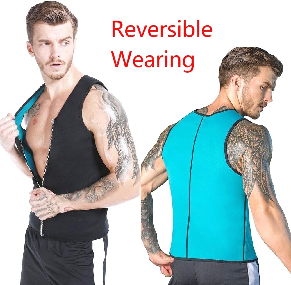 NonEcho Men Sauna Vest Hot Sweat Waist Trainer Corset Neoprene Tank Top Shapewear Slimming Shirt Workout Suit