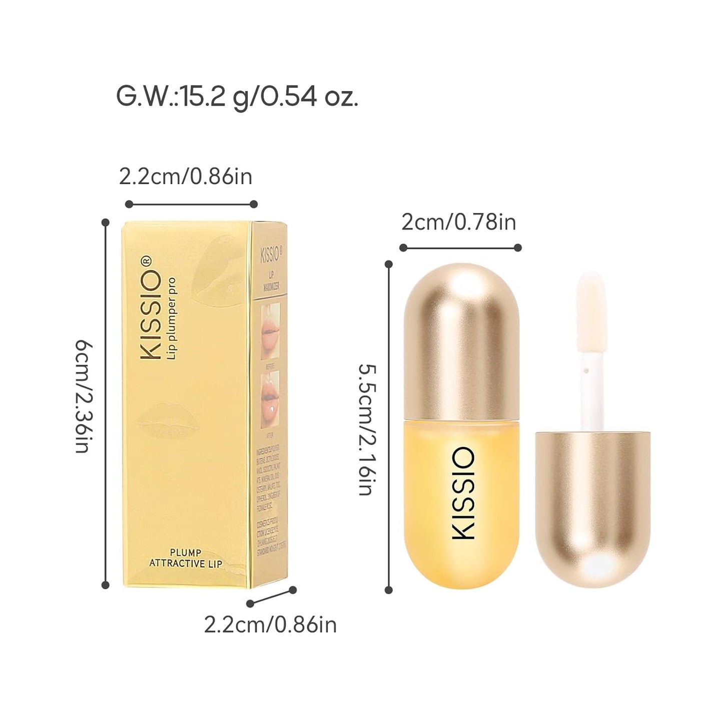 KISSIO Lip Plumper,Color Lip Plumper Gloss,Lip Enhancer,Plant Extracts Plumping Lip Serum,Moisturizing Lip Gloss for Fuller Lips and Hydrated Beauty Lips 5.5ml (02 Fig tea)
