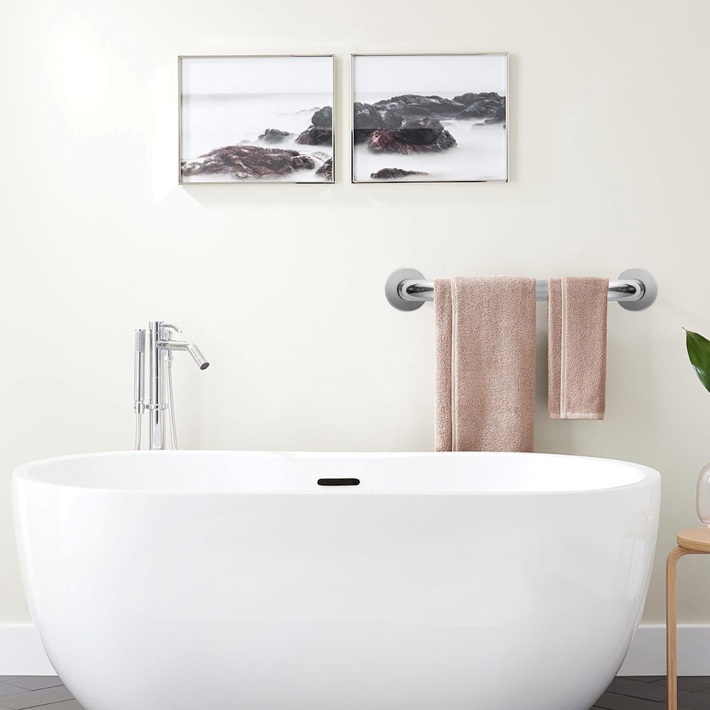 Grab Bars for Bathroom 16 Inch Silver Stainless Steel Rhombus Shower Grab Bar Anti Slip Home Care Bath Handrail Safety Hand Rail Support for Showers Seniors Elderly Assist Handicap Bath Handle 2 Pack