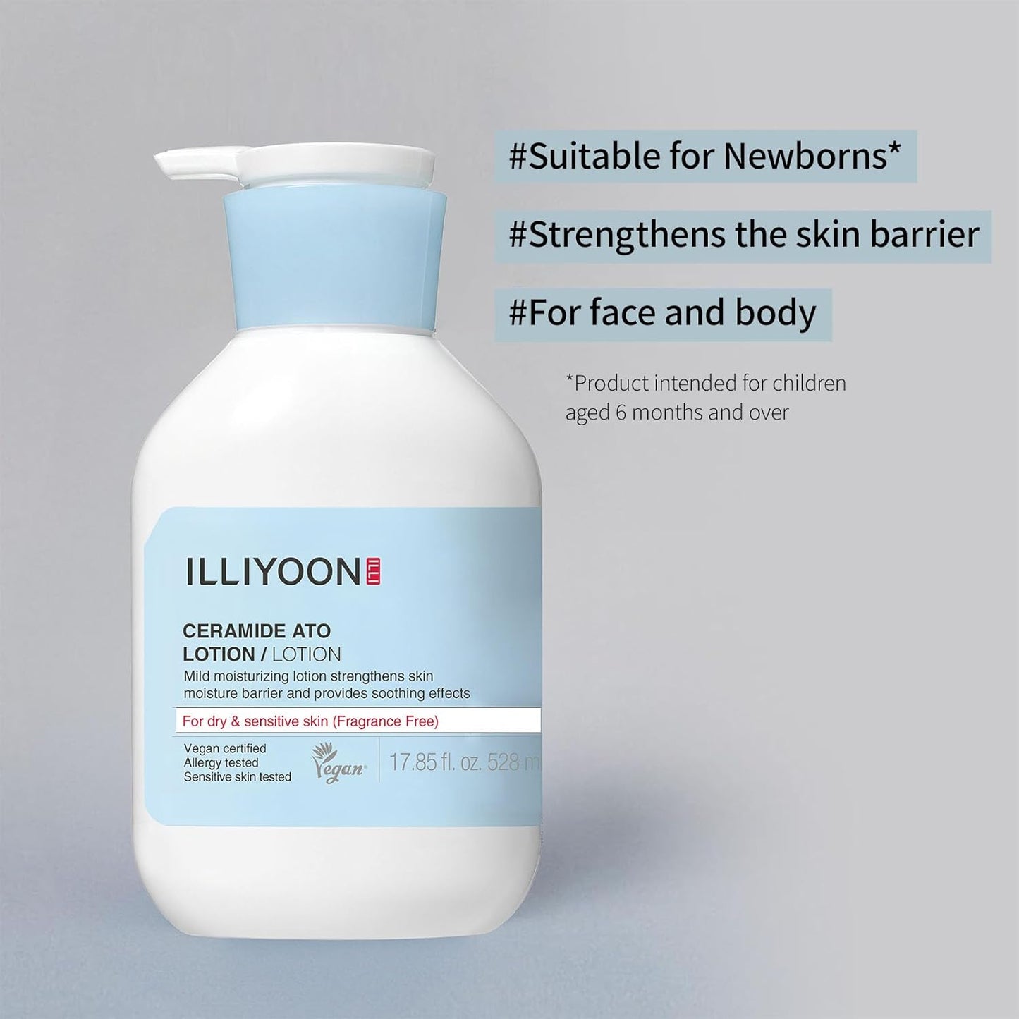 ILLIYOON Ceramide Ato Lotion 528ml(17.85oz) | Daily Moisturizing Lotion for All Skin Types | Deep Moisturizing and Soothing Effect | Korean Skin Care