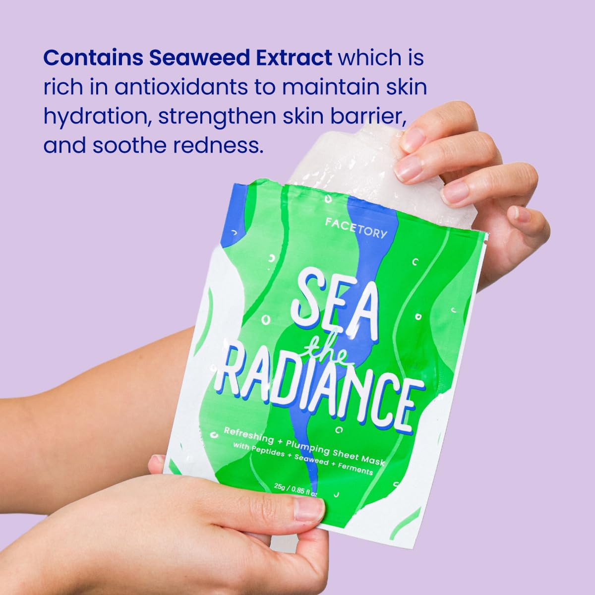 FACETORY K Beauty Face Mask Skin Care - SEA THE RADIANCE PLUMPING Sheet Mask with Peptides & Seaweed Extract | Hydrates, Firms, Rejuvenates (10 Pack)