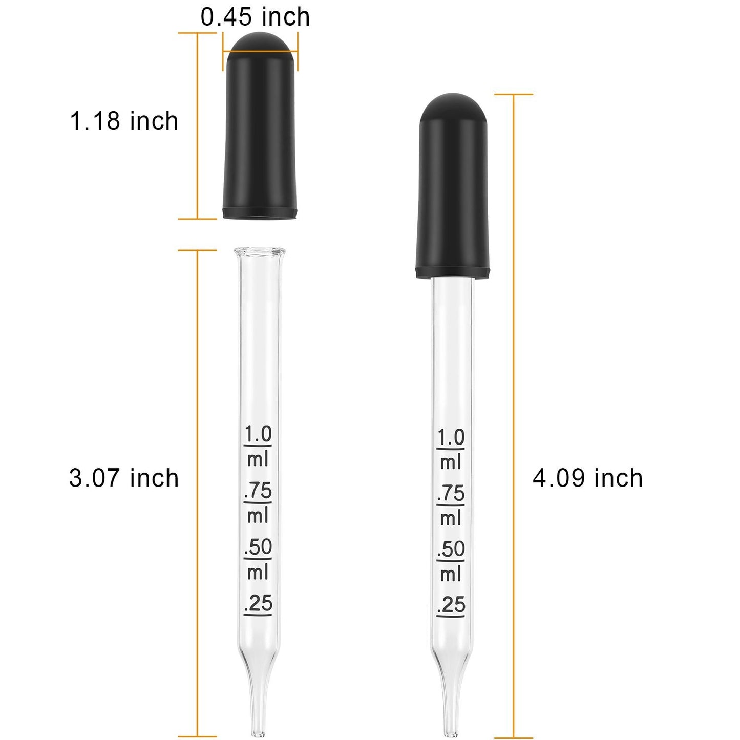 Glass Liquid Droppers, 1 ml Essential Oil Dropper Pipette Calibrated Glass Stain Dropper for Essential Oil Makeup Art Liquid Plant with Kraft Boxes (40)