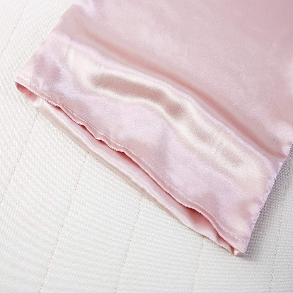 Silky Satin Toddler Pillowcases Set of 2, Super Soft Travel Pillow Covers, Small Kids Pillow Cases with Envelope Closure, 13"x 18", Pink