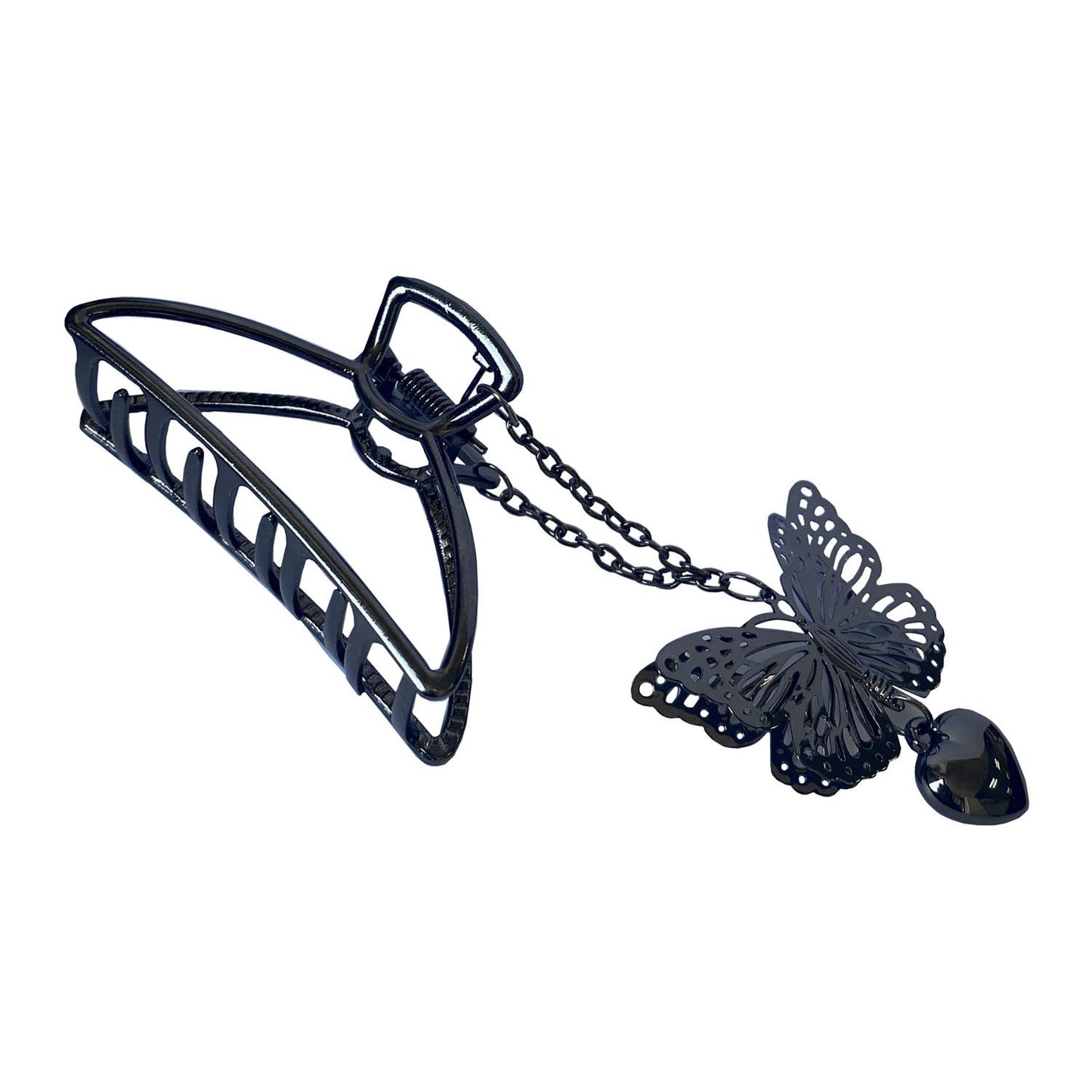 TANG SONG 4PCS Metal Hair Claw Clips with Butterfly and Heart Pendant Hair Catch Barrette Jaw Clamp for Women Half Bun Hairpins for Thin Hair(Silver+Gold+Rose Gold+Black)