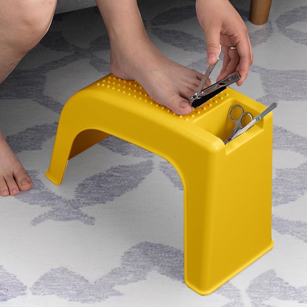 Shower Foot Rest for Shaving Legs, Non-Slip Pedicure Foot Rest, Shower Foots Step Stool for Shaving Legs, Plastic Sturdy Pedicure Stand - Yellow
