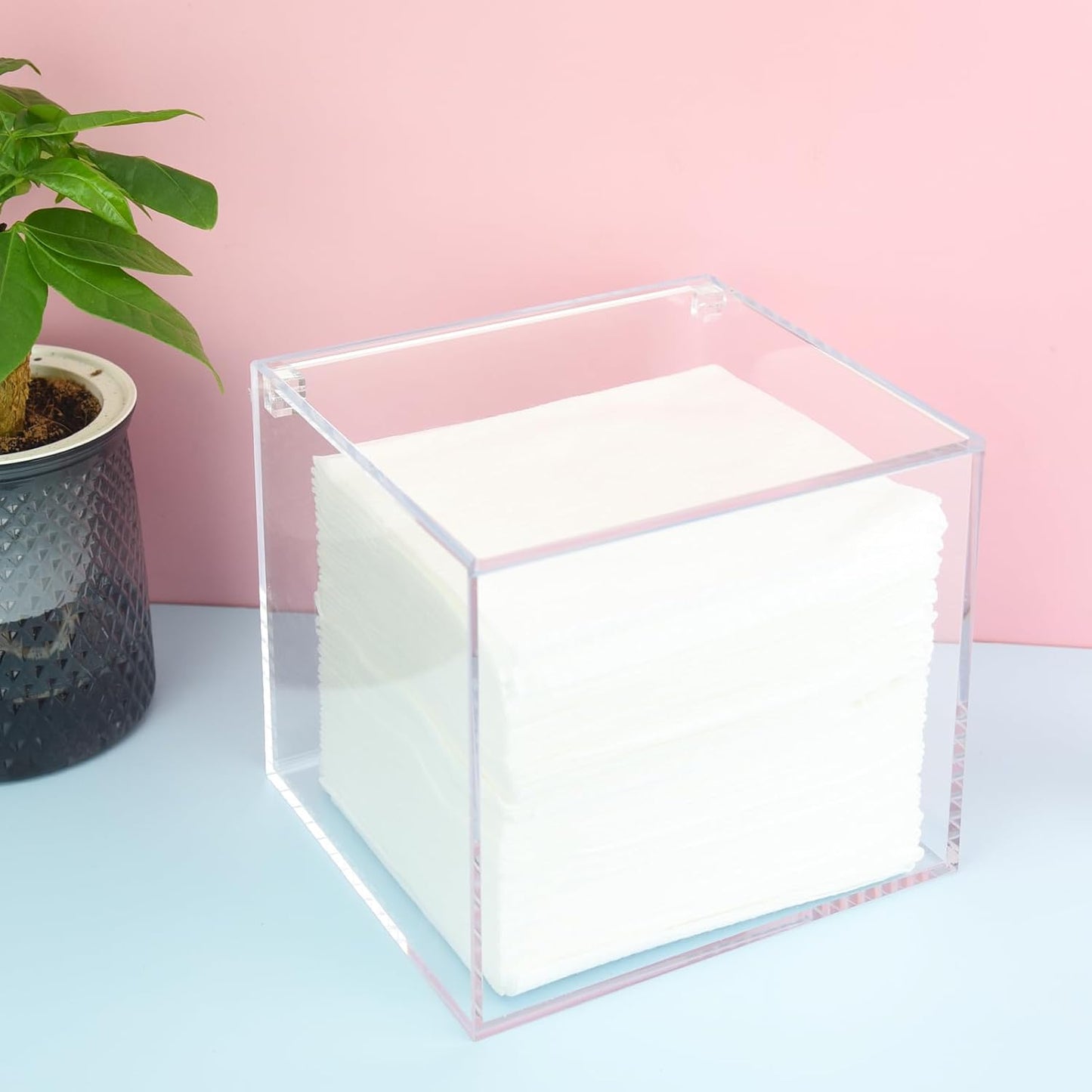 Disposable Face Towel Storage Box Compatible with Facial Towel XL, Acrylic Disposable Face Towelette Holder Container, Clear