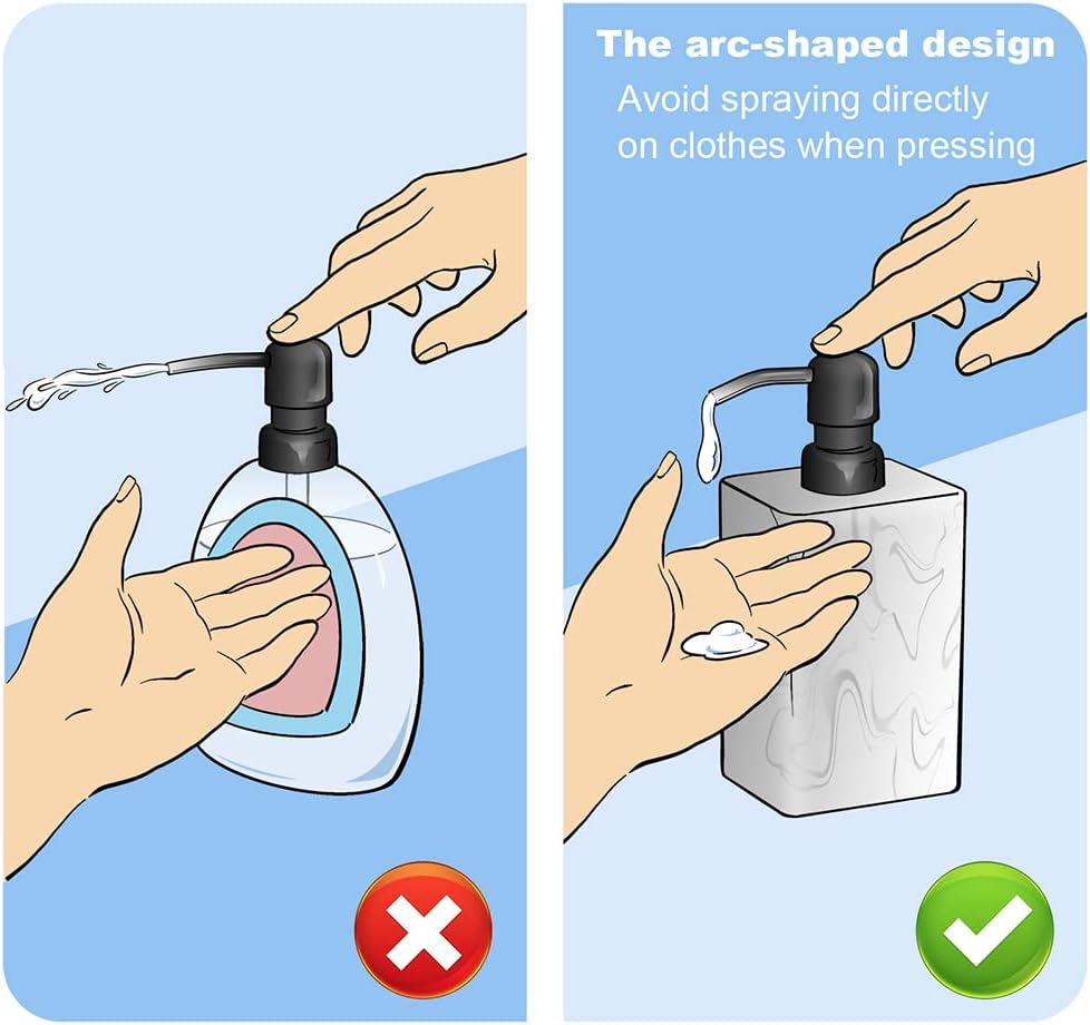 2 Pack Refillable Hand Soap Dispenser with Brushed Nickel Pump - Black