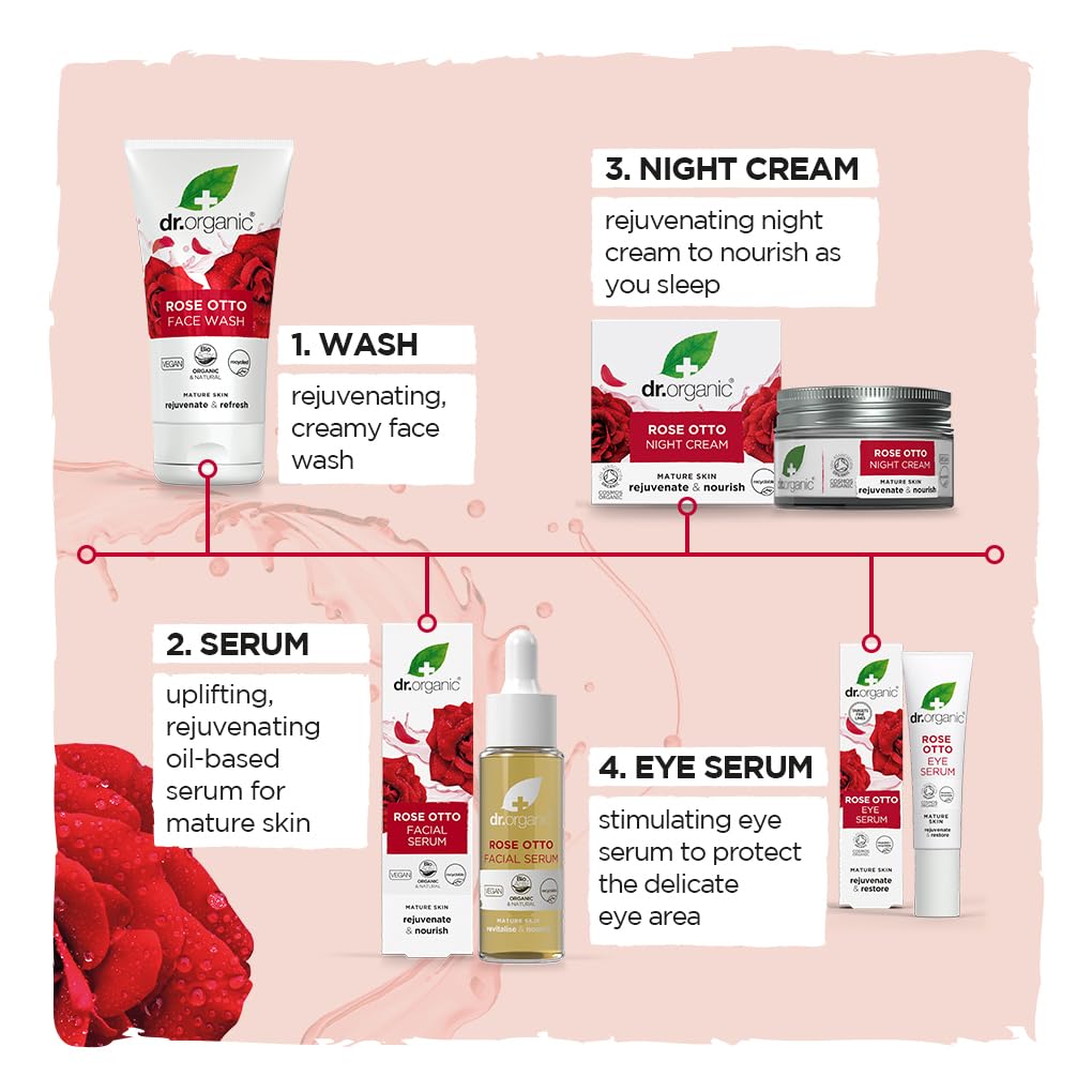 Dr. Organic Rose Otto Face Scrub | Deep Exfoliation, Aids in Healthy Aging, Promotes Radiant Glowy Skin, Vegan, Certified Organic, Natural, 125 mL / 4.2 fl oz