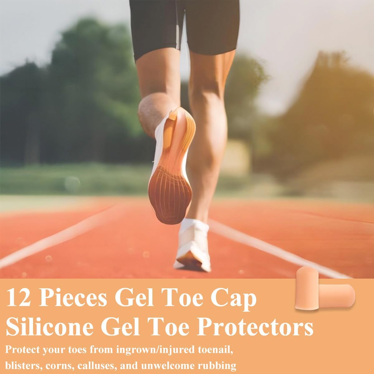12 PCS Gel Toe Protectors for Men and Women to Protect and Cushion Corns, Calluses, Toe Blisters, Hammer Toes, Ingrown or Missing Toenails, Relieve Foot Pain (Beige, S)