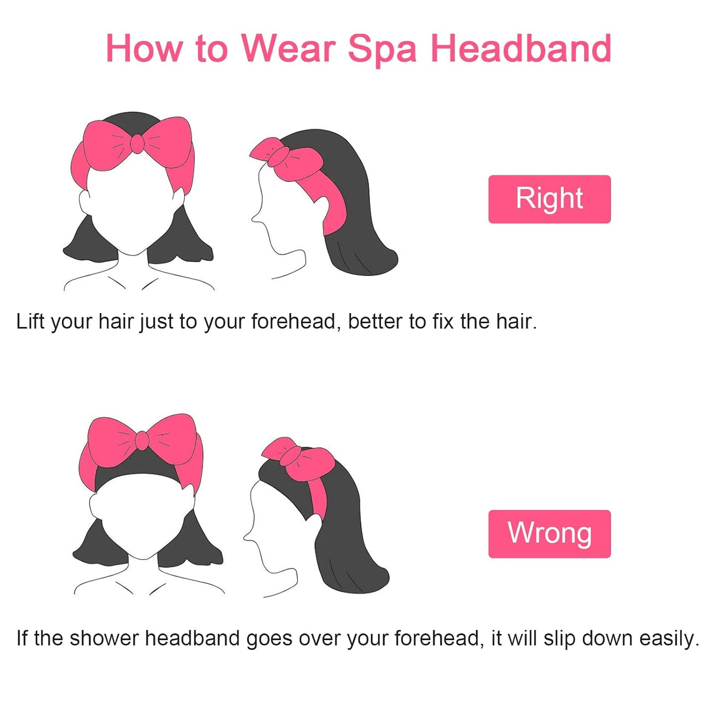 Ondder Spa Headband for Washing Face 8 Pack Rose Red Skincare Headbands for Women Girls Terry Cloth Cute Bow Head Bands