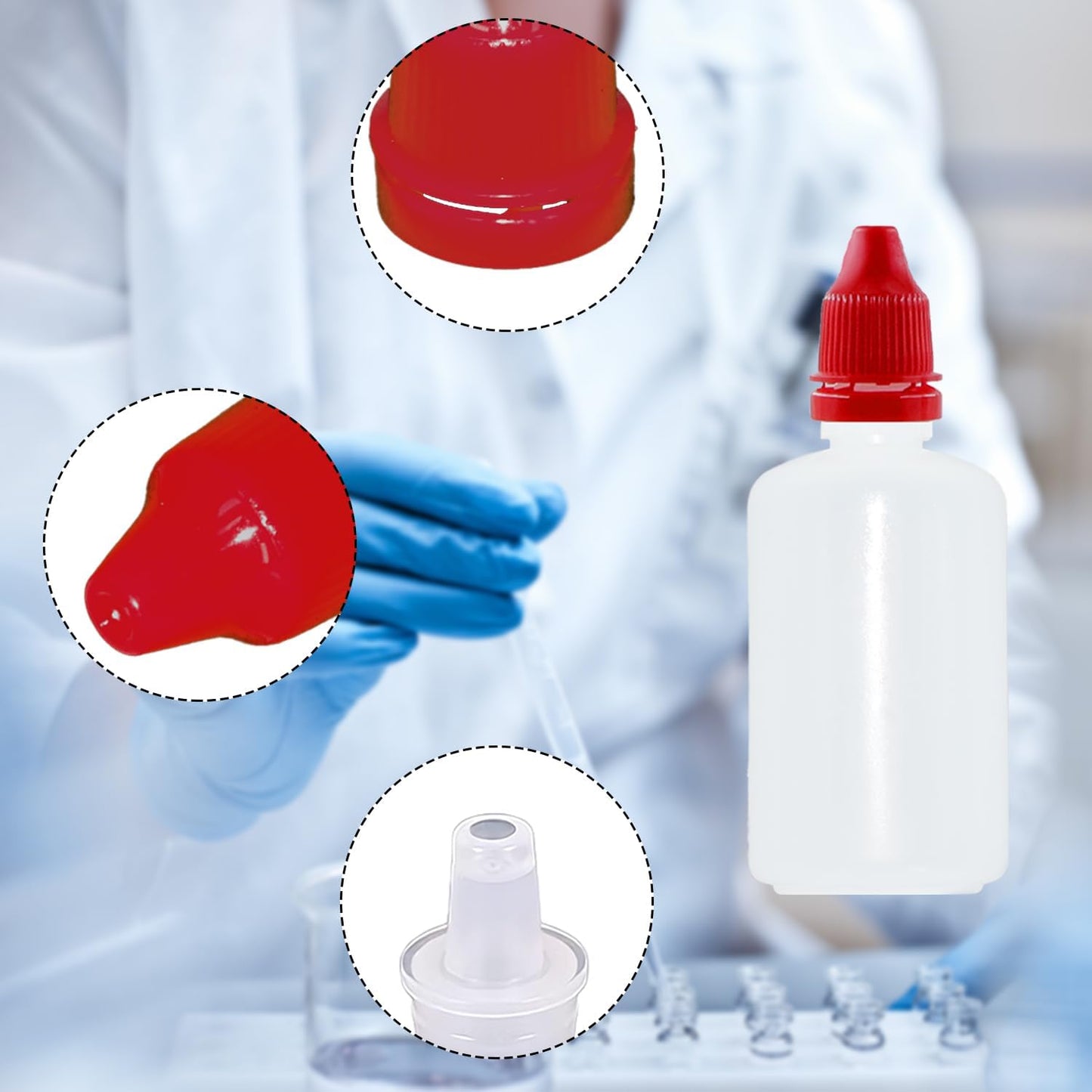 12 Pcs Dropper Bottles, 50ml/1.7 oz Empty Squeezable Small Mouth Dropper Bottle, Liquid Dropper Bottle with Red Cap