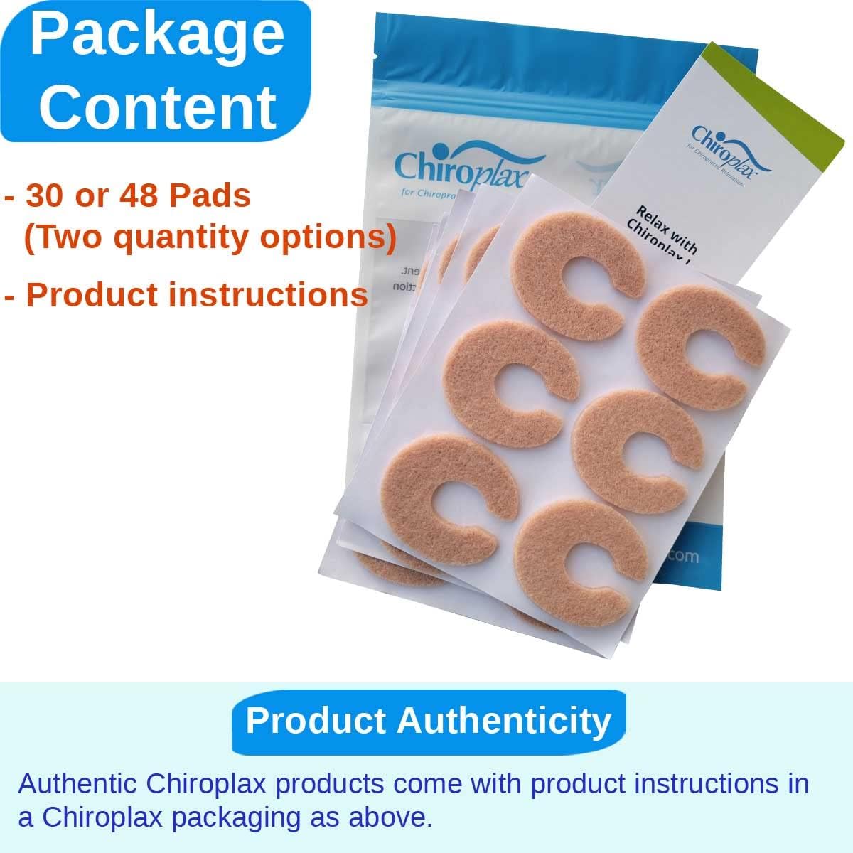 Chiroplax C-Shaped Felt Callus Cushion Pads Protector Rubbing Pain Relief Forefoot Metatarsal | 3/16" Thick (48 Pack)