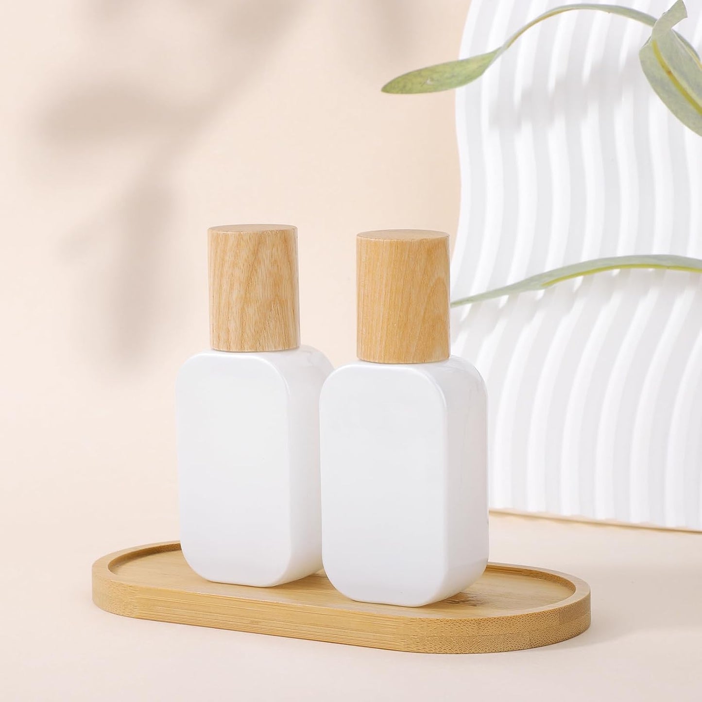 Segbeauty 1oz Glass Lotion Pump Bottles Dispensers Empty, 2pcs Refillable Travel Bottles for Toiletries, 30ml Travel Size Pump Bottle Dispenser for Skincare Cosmetics, White Foundation Container