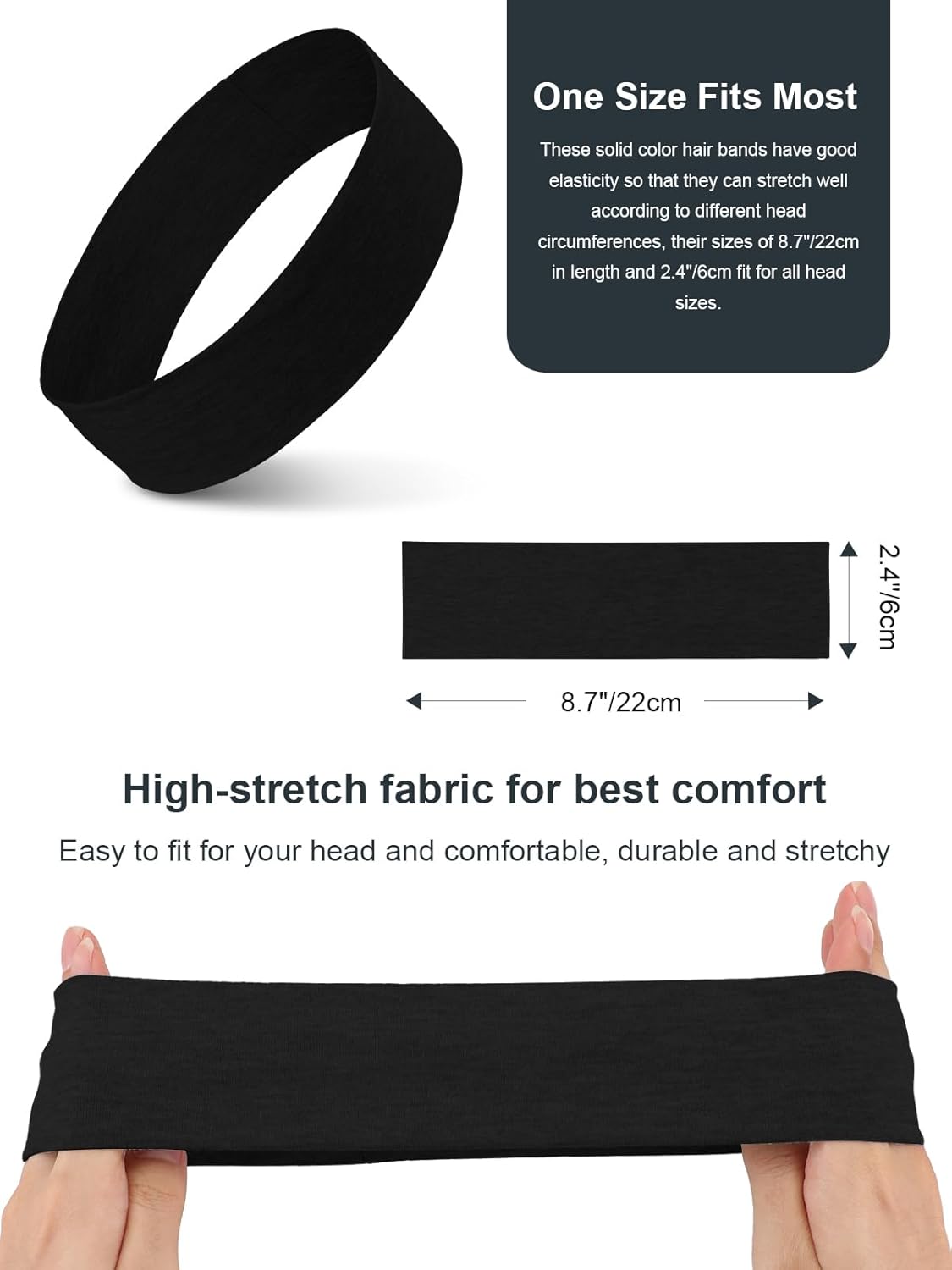 DRESHOW 8 Pack Sports Headbands for Women Non-Slip Stretchy Fashion HairBand Curly Hair Headband Soft Hair Accessories for Daily Wear Workout Yoga Running