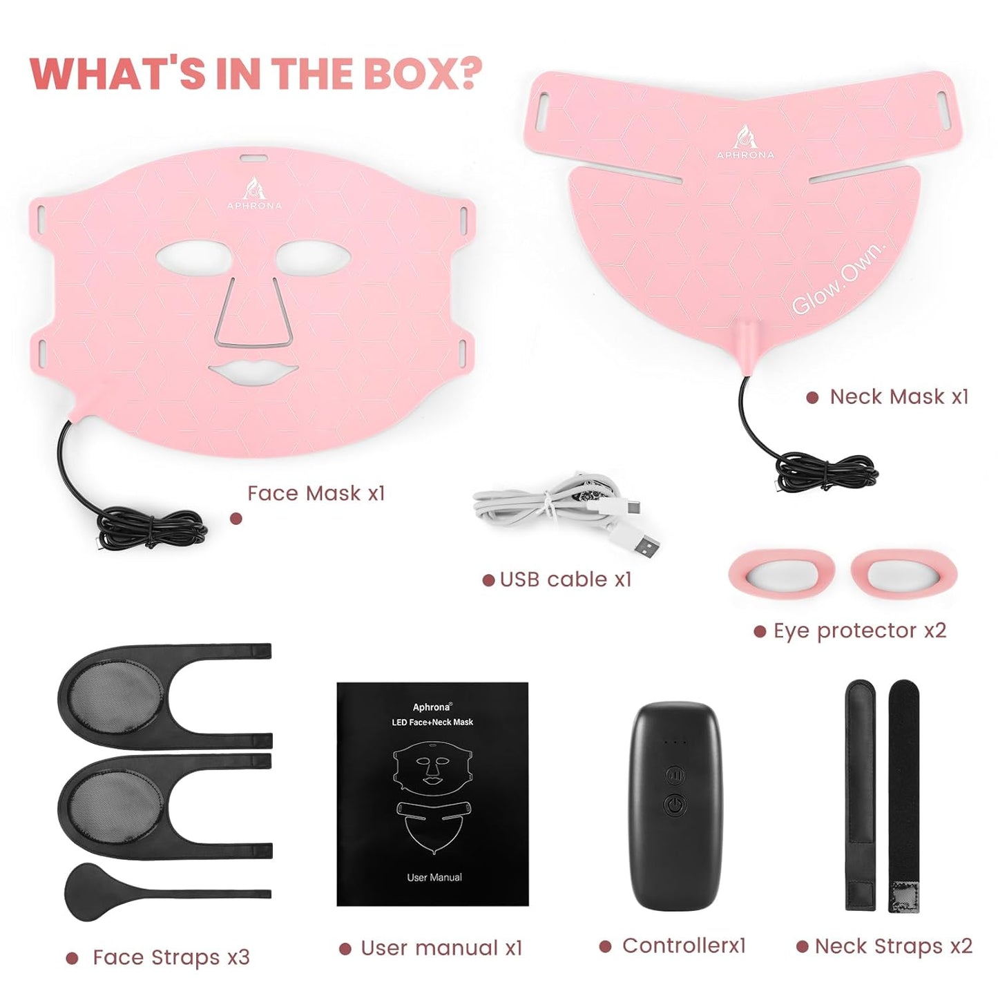 Aphrona Acne Removal Wrinkle Reduction Skin Care Mask | LED Light Therapy Red light Blue light | Glowing Skin Photo Facial (7 color)