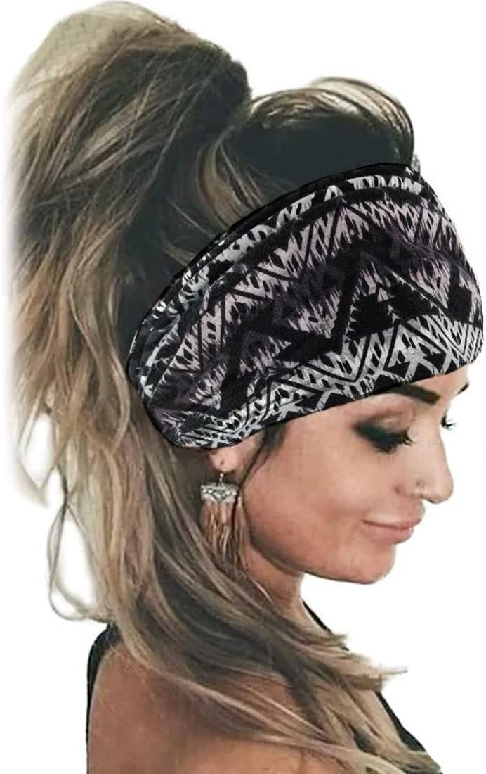 K-Elewon 3 Pack Women Wide Elastic Head Wrap Headband Sports yoga Hair Band