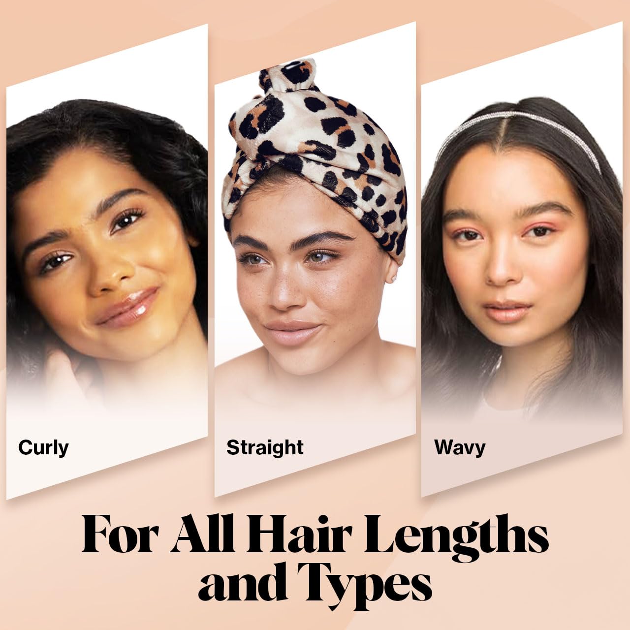 Kitsch Microfiber Hair Towel Wrap for Women - Microfiber Towel, Super Absorbent, Quick Dry, Anti-Frizz - for Long and Short Hairs, Turbans for Women, Hair Wrap - Leopard