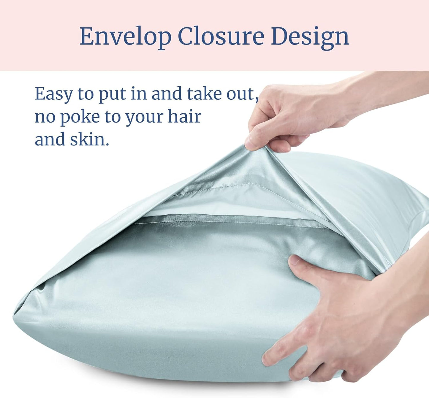 BEDELITE Satin Pillowcase for Hair and Skin, Super Soft Similar to Silk Pillow Cases 4 Pack with Envelope Closure, Cooling Pillowcases for Women Men (20"x36" King Size, Stone Blue)