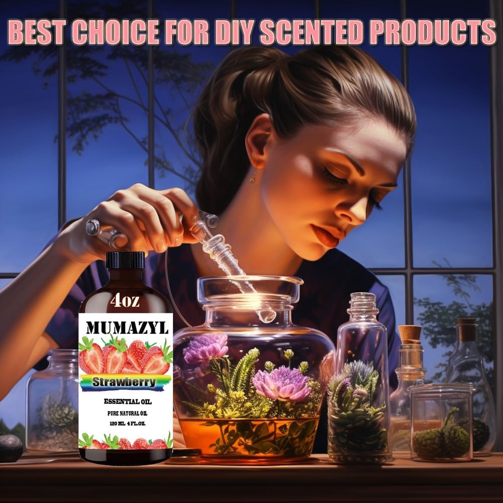Strawberry Essential Oil, Strawberry Oil 4 Fl Oz 120ML for Diffuser Humidifier Yoga Cleaning DIY Candle Soap Making Essential Oils