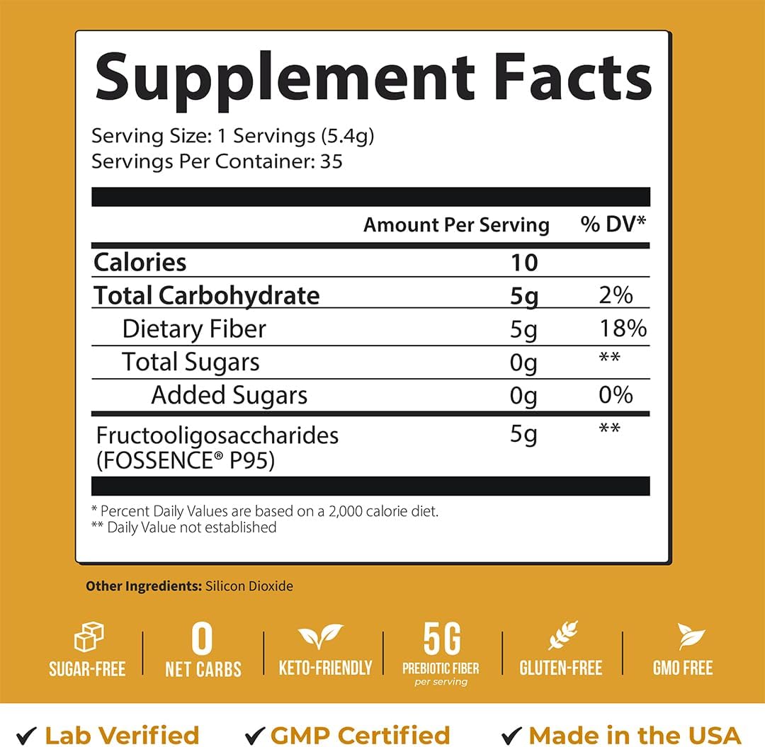 GOBIOTIX Fiber Supplement Powder with Prebiotics for Digestive Health and GLP-1 Support, Soluble Fiber for Gut Health & Debloat, Keto, Vegan, Gluten & Sugar Free, 35 Servings (1 Pack)