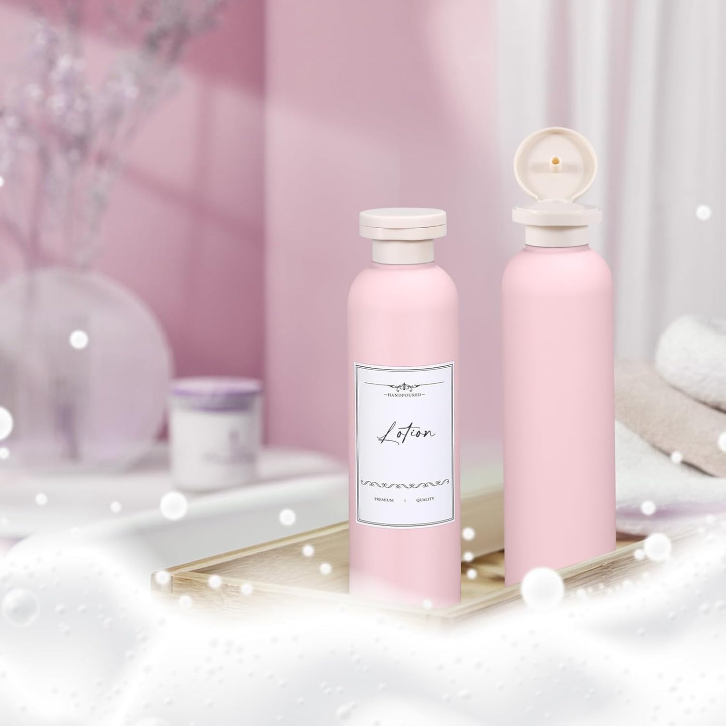 8.8oz Travel Essentials Shampoo Bottles for Toiletries,Empty Plastic Squeeze Bottles with Flip Cap for Toiletries Travel Size Shampoo and Conditioner (3 pack, pink)