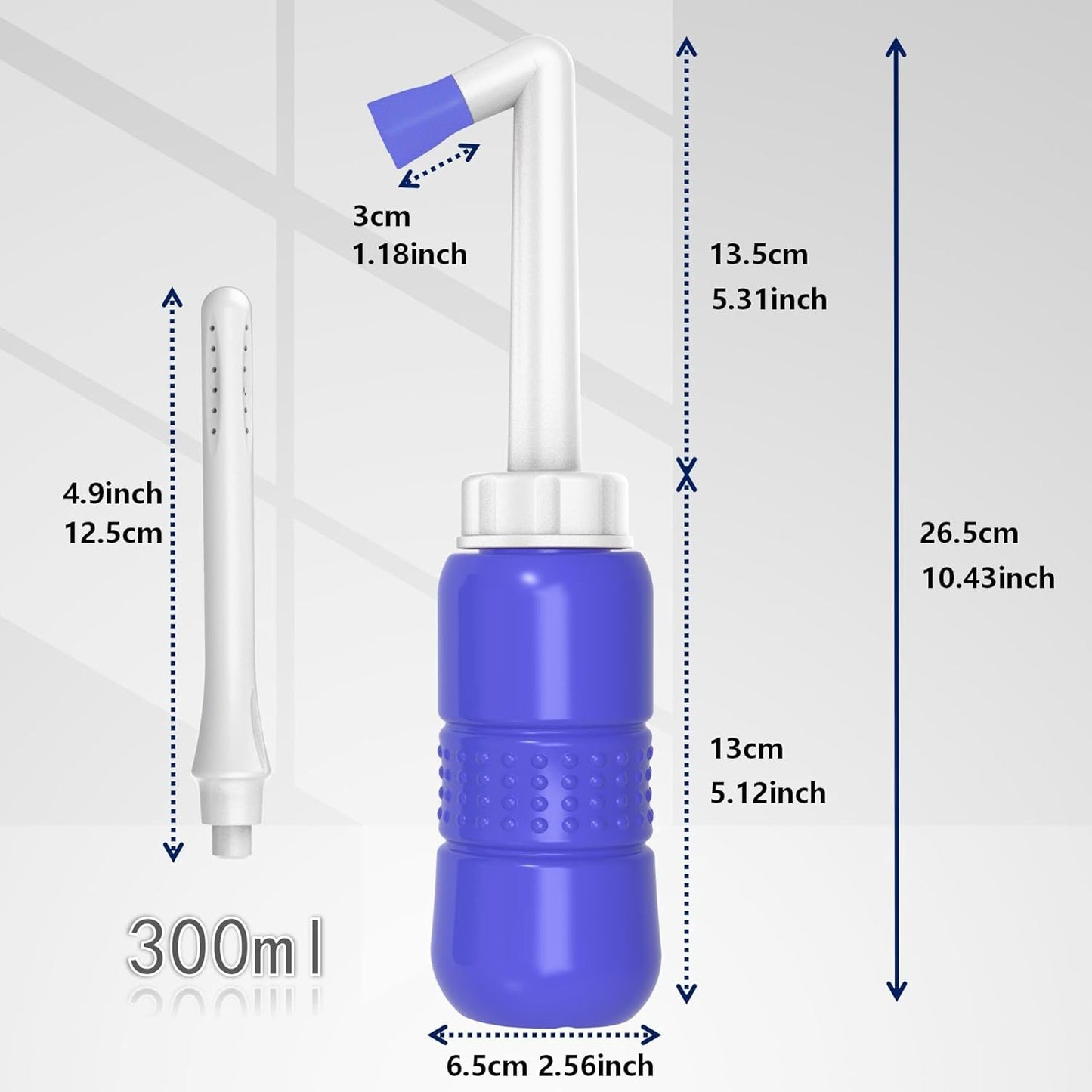 2pcs-Pack Peri Bottle 2IN1 Vaginal Douche- Postpartum and Perineal Care -Portable Hand Held 300ml Travel Bidet Sprayer for Women or Men -Handheld Jet Spray Bottle for Toilet-Portable Bidet-Blue+Pink