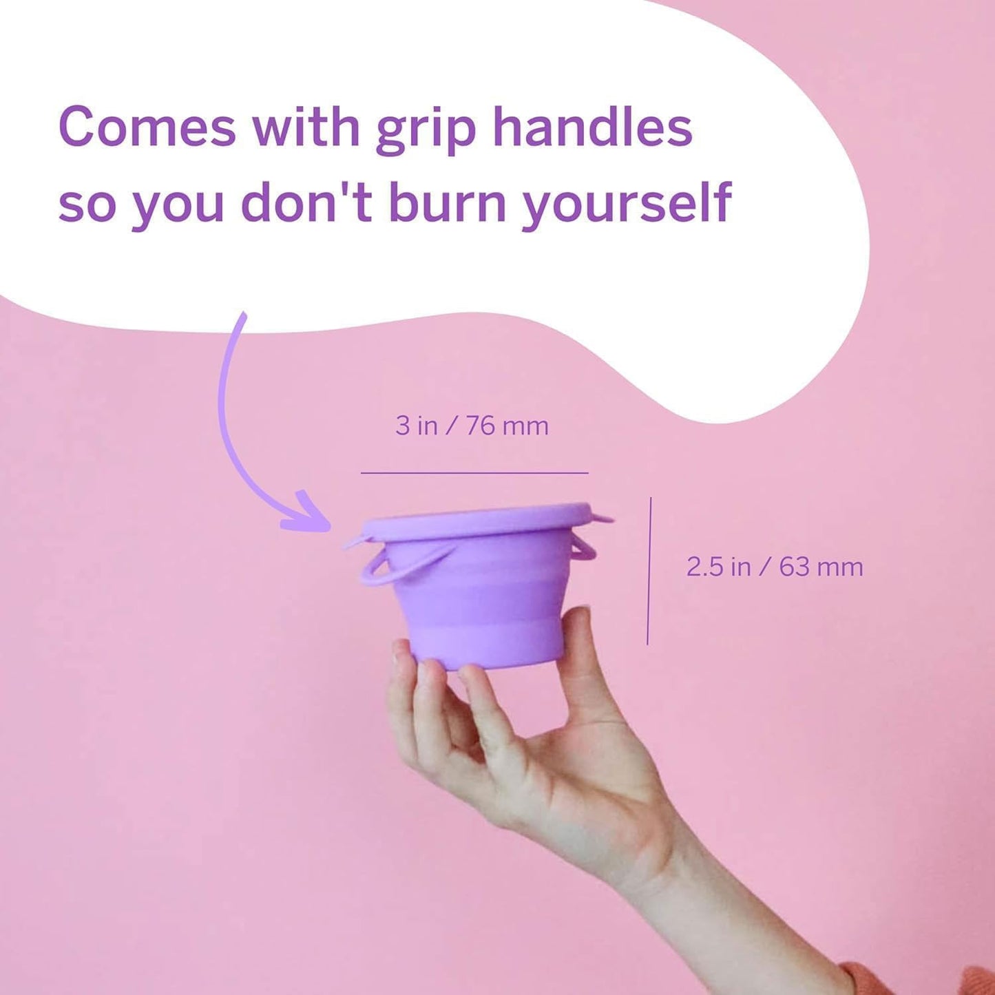 Pixie Menstrual Cup Compact Sterilizer - Good for Public Restrooms, Camping, or Dorms - Collapsible Cleaner Container for Your Menstrual Disc & Period Cup - Microwavable - Reusable - Case Holder