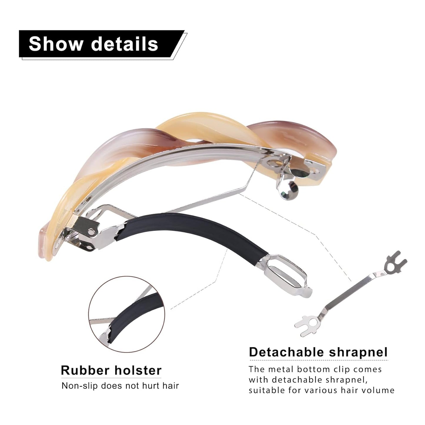 Hair Clips (3 Count) - Large Hair Barrettes for Thick Hair - 3pcs Elegant French Barrettes Retro Hair Accessories for Women Daily Wear