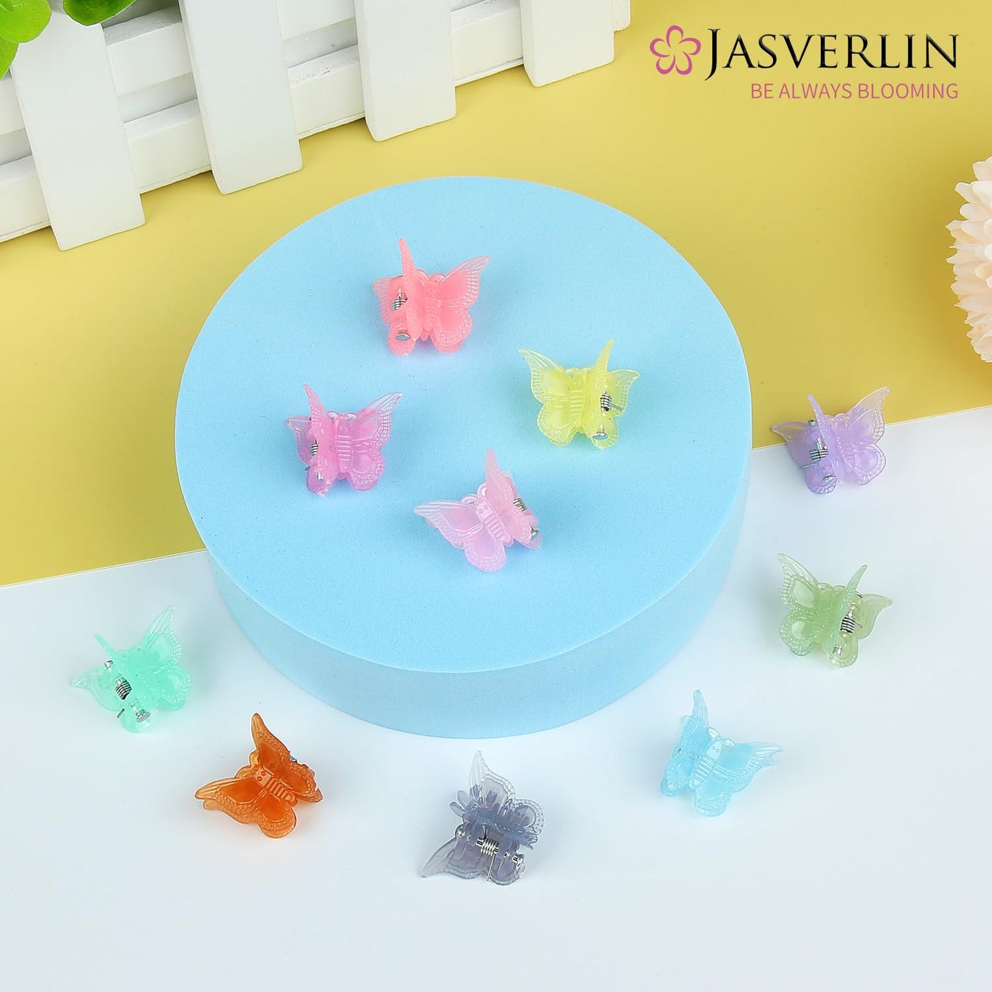 Butterfly Clips for Hair 50pcs, Cute Mini Small Hair Accessories for Kids Toddler Girls Women 90s Y2K Colorful Pastel Clip Claw, 10 Colors (Jelly)