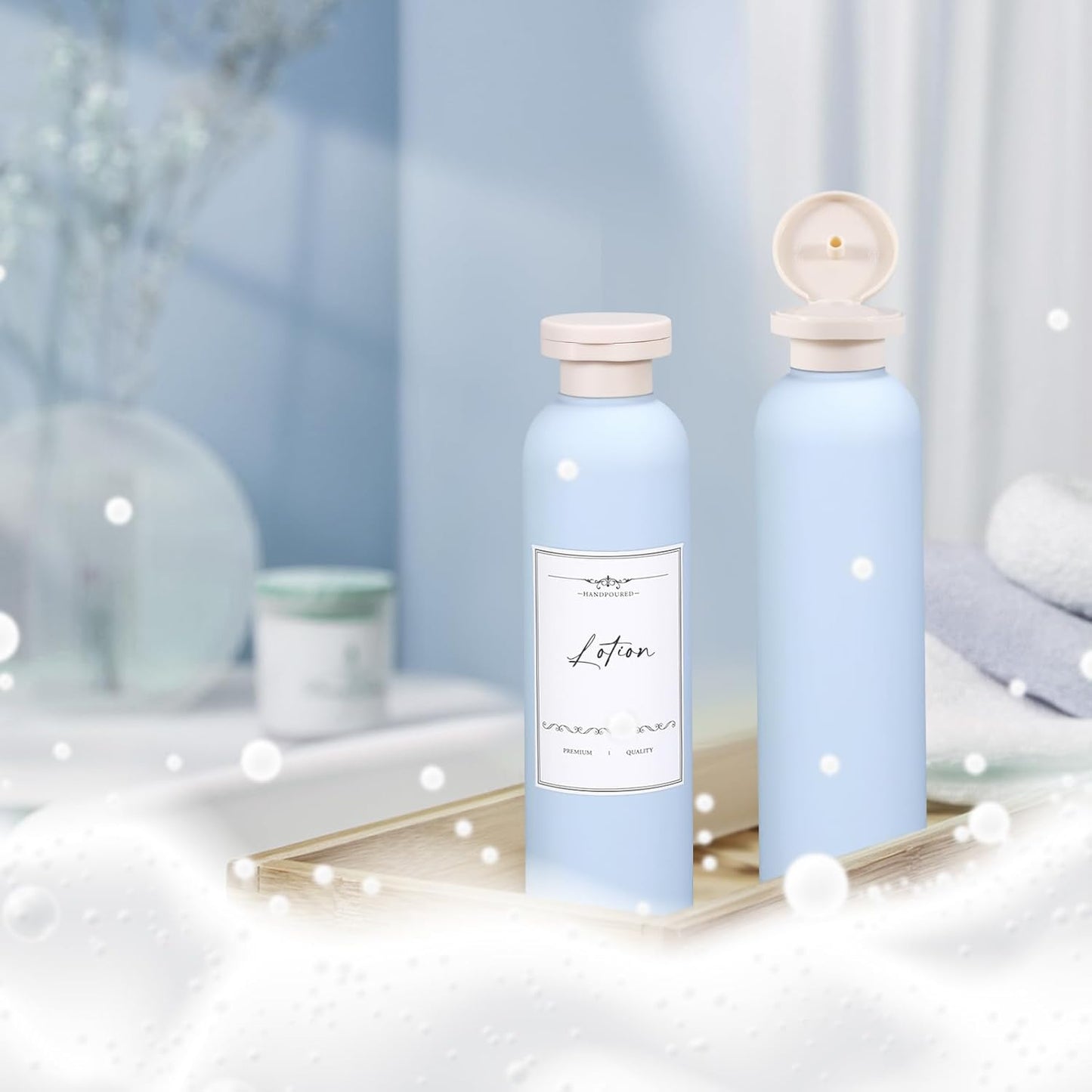 8.8oz Travel Essentials Shampoo Bottles for Toiletries,Empty Plastic Squeeze Bottles with Flip Cap for Toiletries Travel Size Shampoo and Conditioner (3 pack, bule)