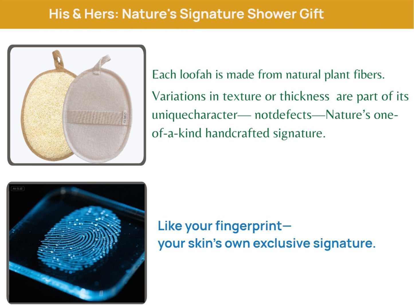 Natural Loofah Bath Sponge Set of 2 ,Exfoliating Body Scrubber,Large Size 7.1"x5.1" Oval Dual-Color (White & Brown) ,Men's and Women's Styles, Spa-Grade Couple Gift,Eco-Friendly Shower Gift