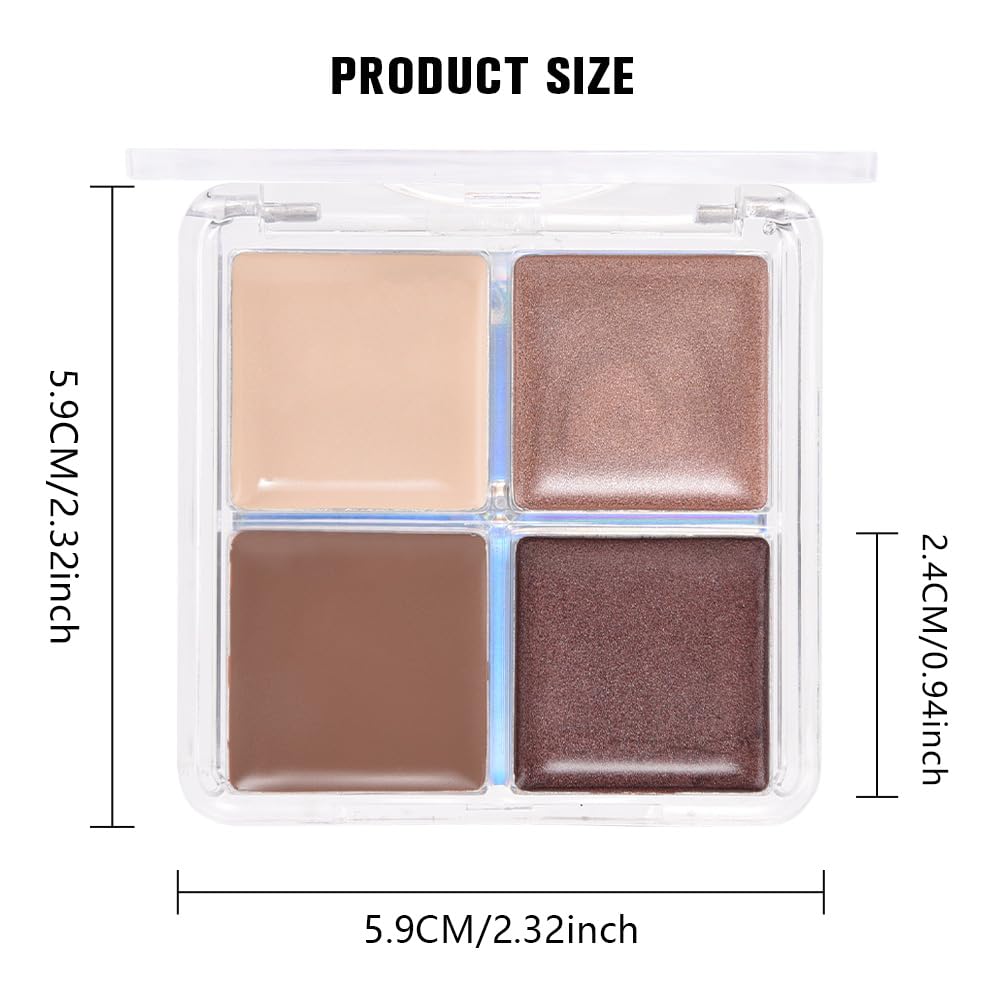 Cream Eyeshadow Quad, Nude Brown Matte Shimmer Eyeshadow Palette Makeup, Neutral Eye Shadow Palette for Older Women Pigmented Waterproof, sombras para ojos, 03