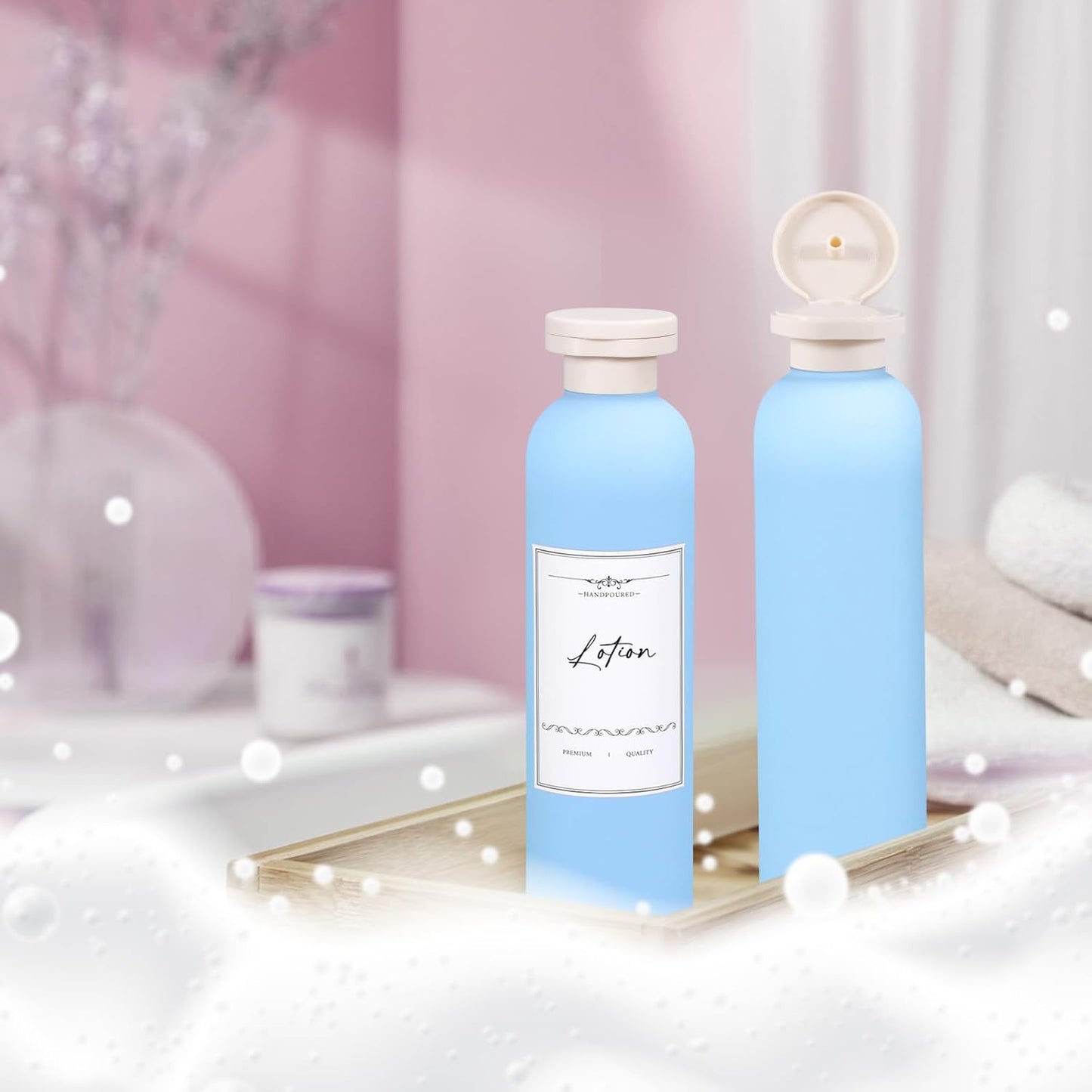 Travel Shampoo Bottle, Empty Plastic Squeeze Bottles 8.8oz with Flip Cap, Lotion Container for Toiletries Travel Size Shampoo and Conditioner