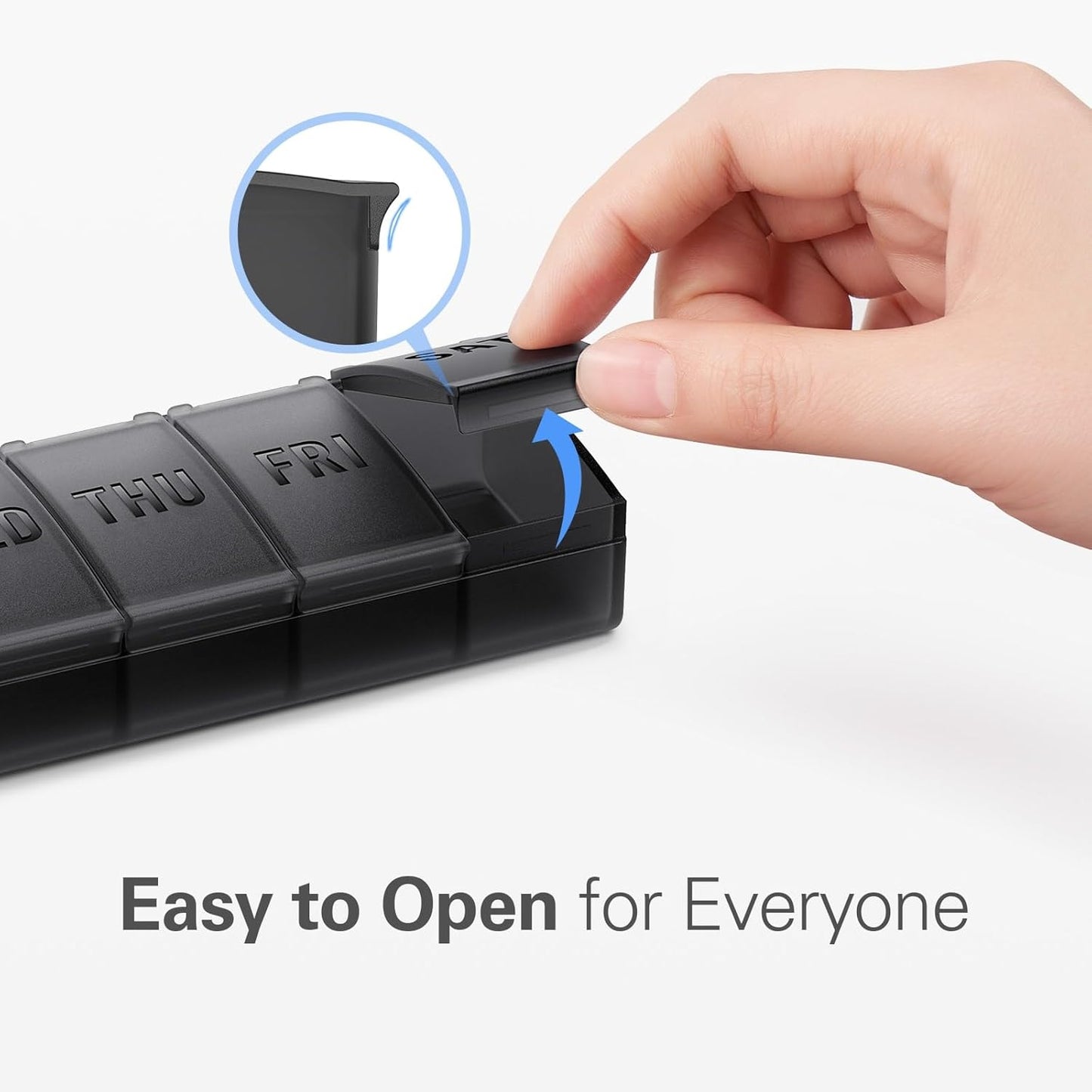 Barhon Pill Organizer Large, Weekly Medicine Pill Organizers, 7 Day Pills Box Case Travel for Big Vitamin Supplements Fish Oil, Black