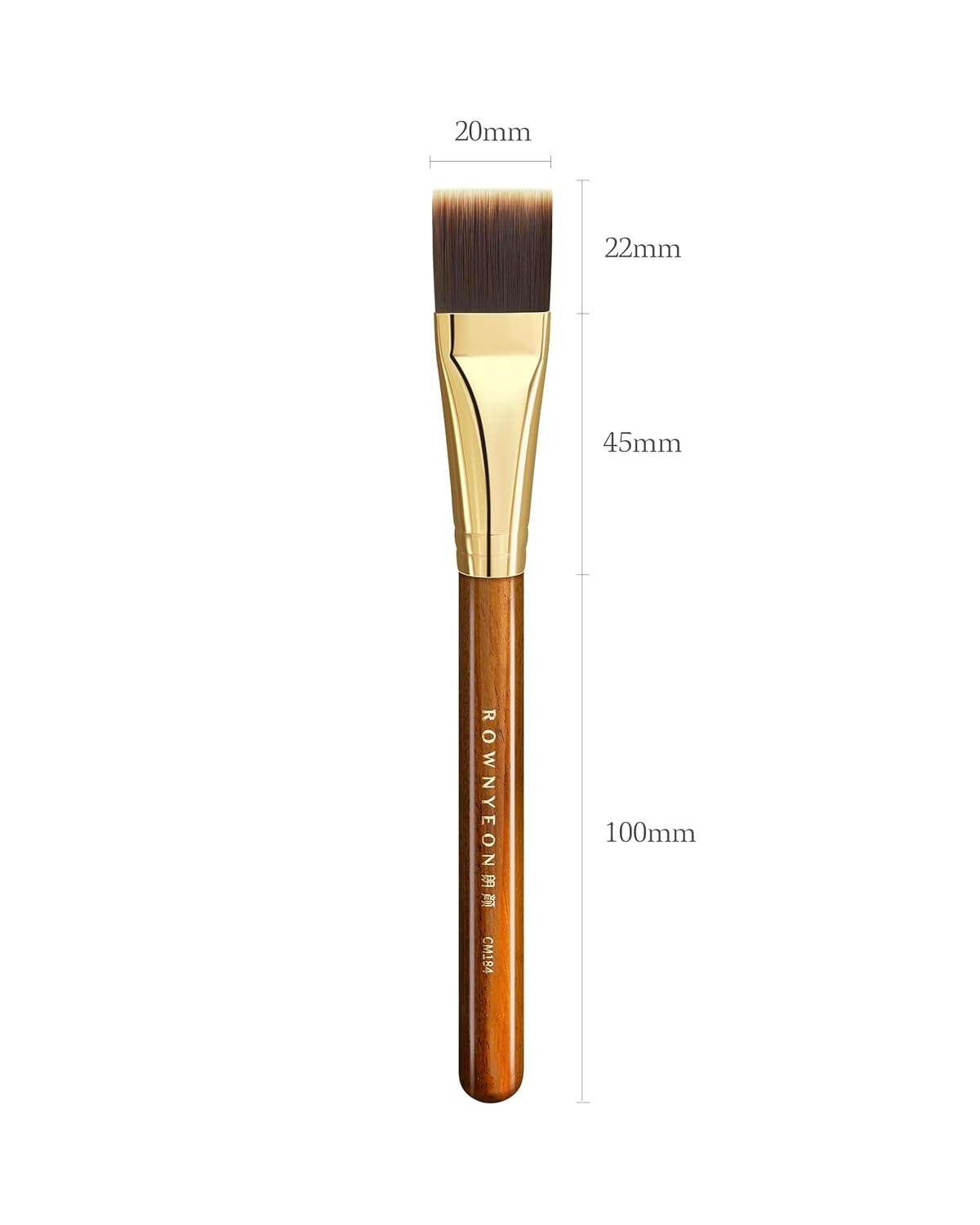 Desert Oak Series Flat Top Foundation Brush - 20mm Ultra-Thin Nylon Bristles for Streak-Free Liquid Foundation, Smooth Buffing & Full Coverage, Bubinga Handle & Brass Ferrule (CM 184)