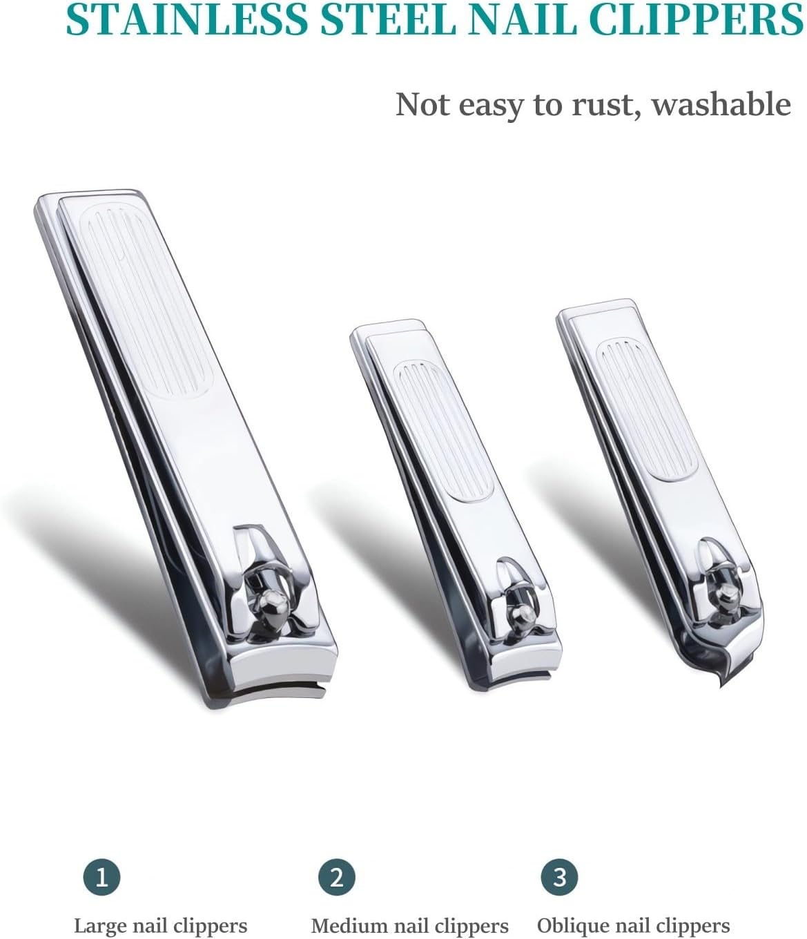 Nail Clipper Set, 6 Pcs Toenail Clippers, Stainless Steel Fingernail Clipper, and PU Leather Manicure Set, Purse Essentials Travel Nail Kit Gift Ideas