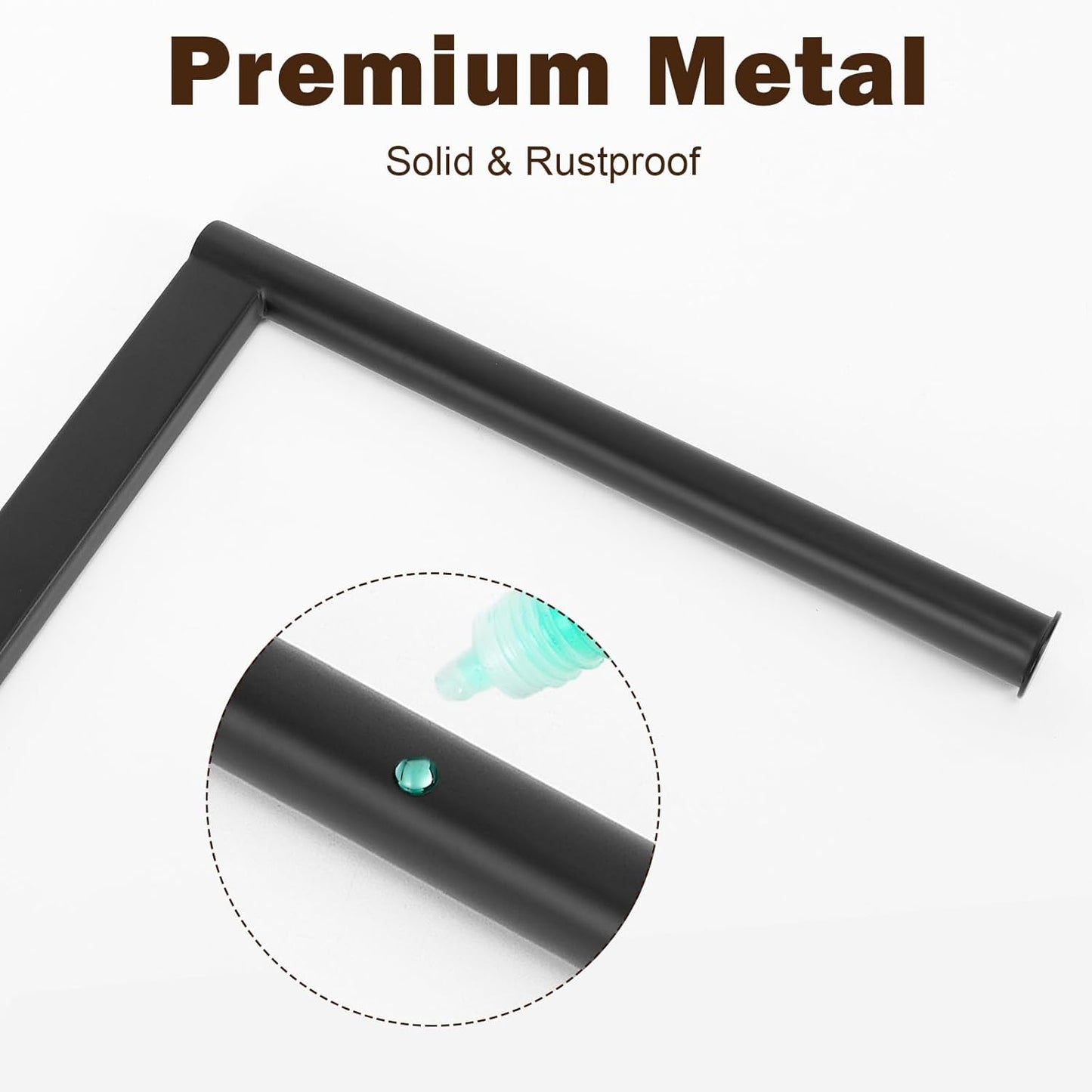 Hand Towel Holder Stand for Bathroom, L- Shaped Standing Hand Towel Rack, Towel Bar Kitchen Vanity Countertop Organizer, Metal Material (Marble Base,14' H Matte Black)