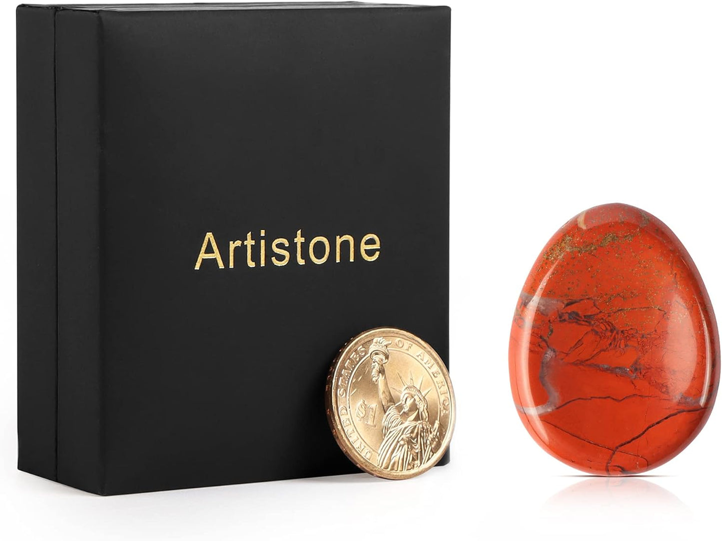 Artistone Crystal Chakra Thumb Worry Stone Healing Crystals Polished Pocket Palm Stones for Anxiety Stress Relief Meditation Home Decor(Red Jasper)