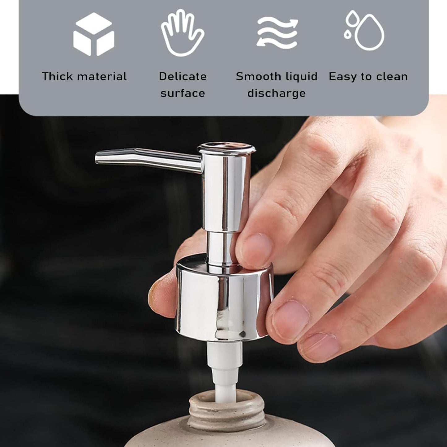 JYXR Lotion and Soap Dispenser Pump 2Pack,Replacement Pumps for Your Bottles,Include 2 Tubes(Silver)