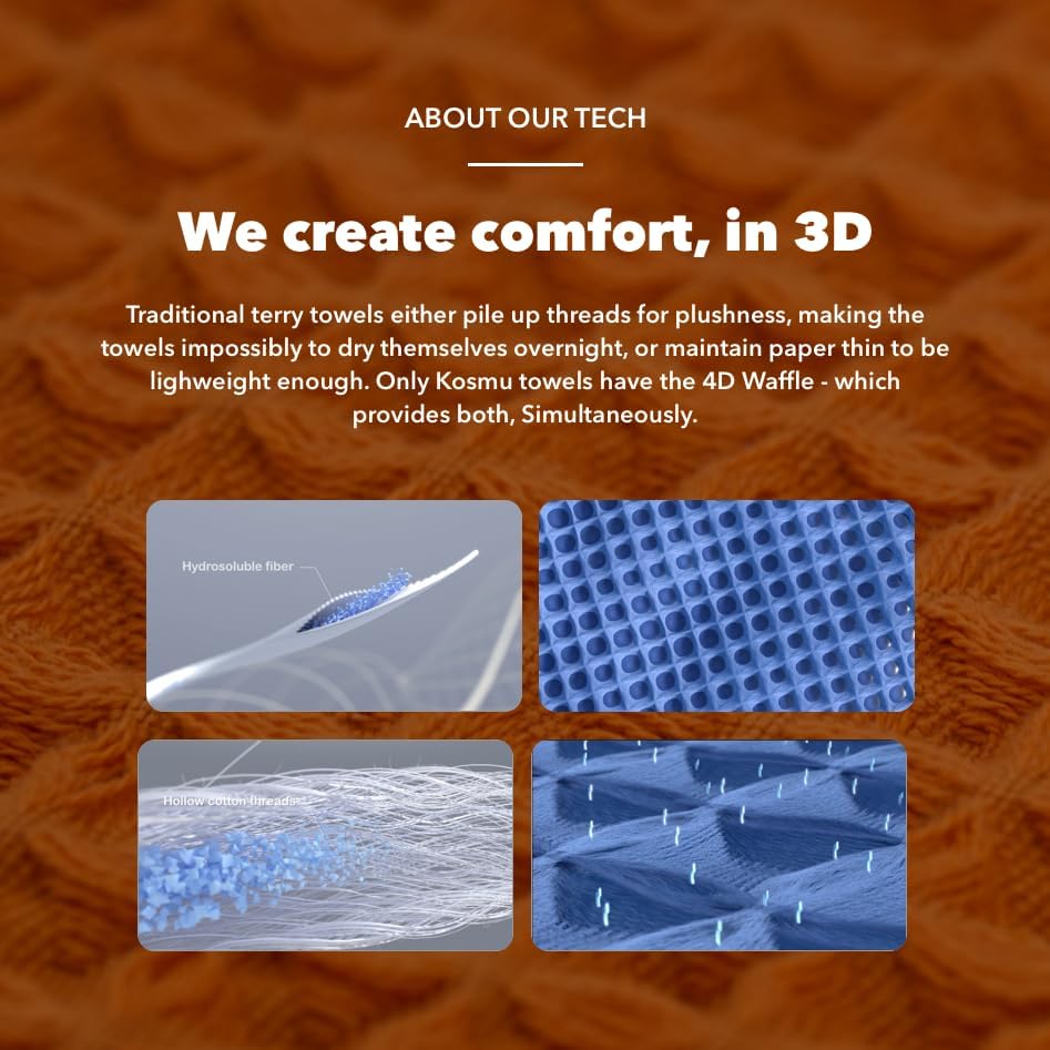 Hair Towel | 100% Cotton Silk Hair-Drying Waffle Wrap Turban for Women, Ultra-Absorbent, Anti Frizz, Hair Damage Protection for Straight and Curly Hair (Coral Orange, 2 Pack)