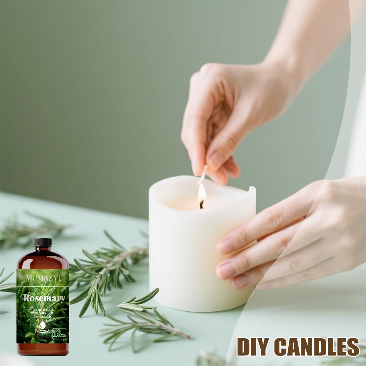 Rosemary Essential Oil, Rosemary Oil 16 Fl Oz 480ML for Diffuser Humidifier Yoga Cleaning DIY Candle Soap Making Essential Oils