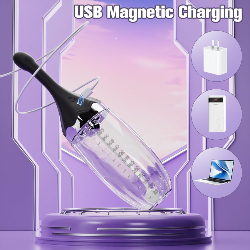 Anal Douche Automatic Enema Bulb - 20oz Electric Enemas for Colon Cleanse for Women with 3 Speeds 5 Spouts, Silicone Douches for Men Anal Cleaner, Remote Control Enema Kit Anti-Backflow Bottle