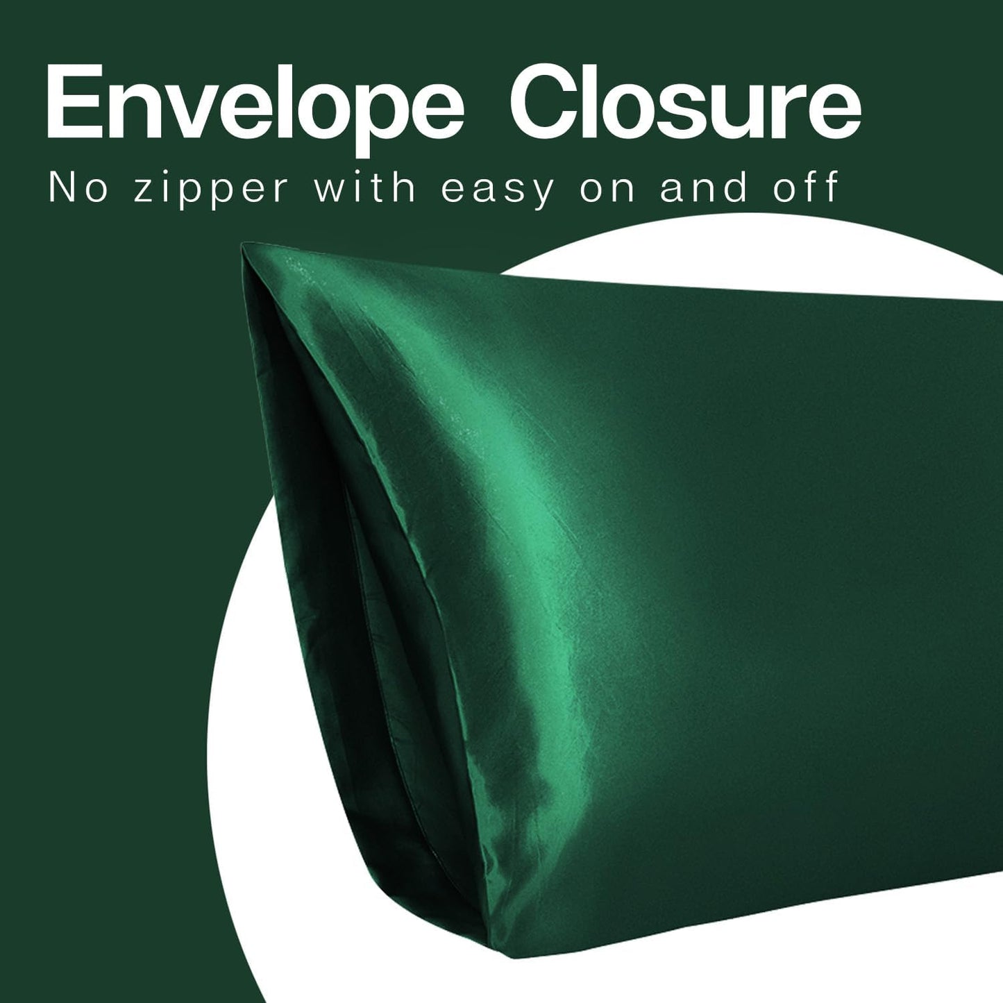 MR&HM Satin Body Pillow Cover, Soft and Breathable Body Pillow Case with Envelope Closure, Cooling and Silky Long Pillowcase for Hair and Skin,Grey (20x54, Dark Green)