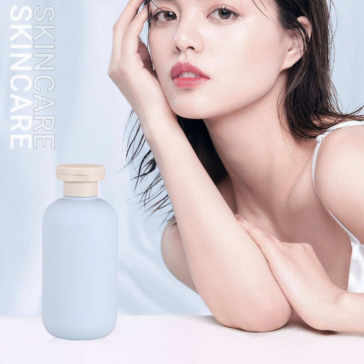 6.8 oz Plastic Travel Shampoo Bottles, Refillable Flip Cap Squeeze Bottles for Toiletries, Large Leakage-proof Travel Shampoo and Conditioner Container (Blue)