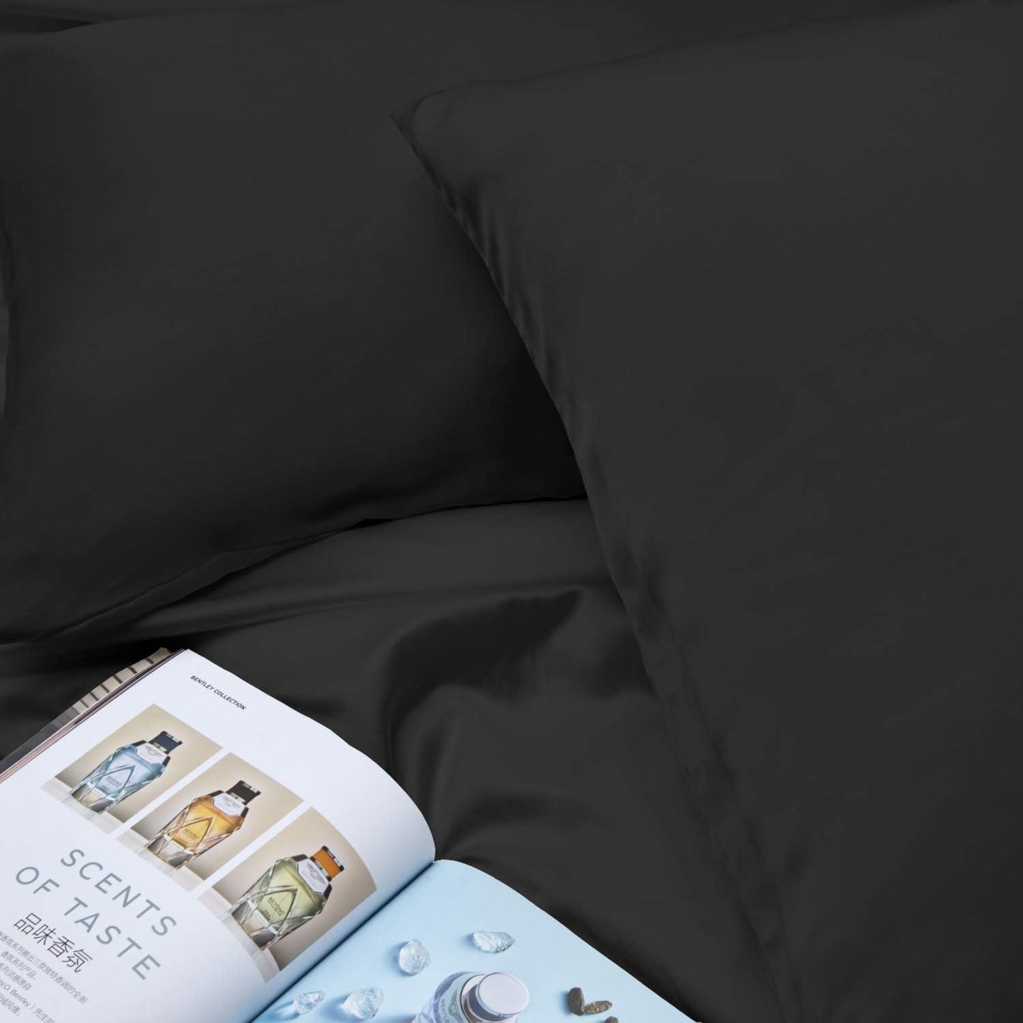 INSSL Silk Pillowcase f Women, Mulberry Silk Pillowcase for Hair and Skin and Stay Comfortable and Breathable During Sleep(Black,Standard)