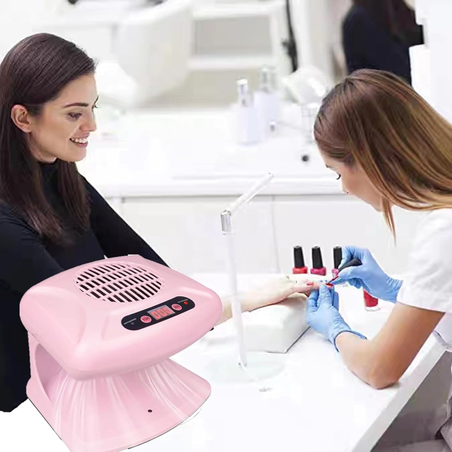 Nail Dryer for Regular Polish 300W 2 in 1 Nail Drying Fan with Auto Sensor Hot and Cold Air Professional Nail Dryer for Manicure Salon and Daily Home Use(Pink)