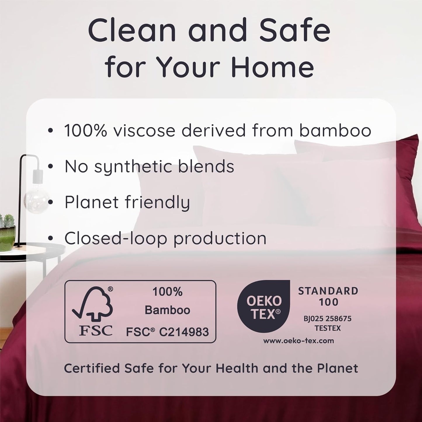 Bambaw 100% Viscose Derived from Bamboo Pillowcase King Size – Set of 2 Cooling Pillow Cases King with Envelope Closure, Anti Acne Pillow Case, Breathable & Super Soft Pillow Cases (Burgundy)