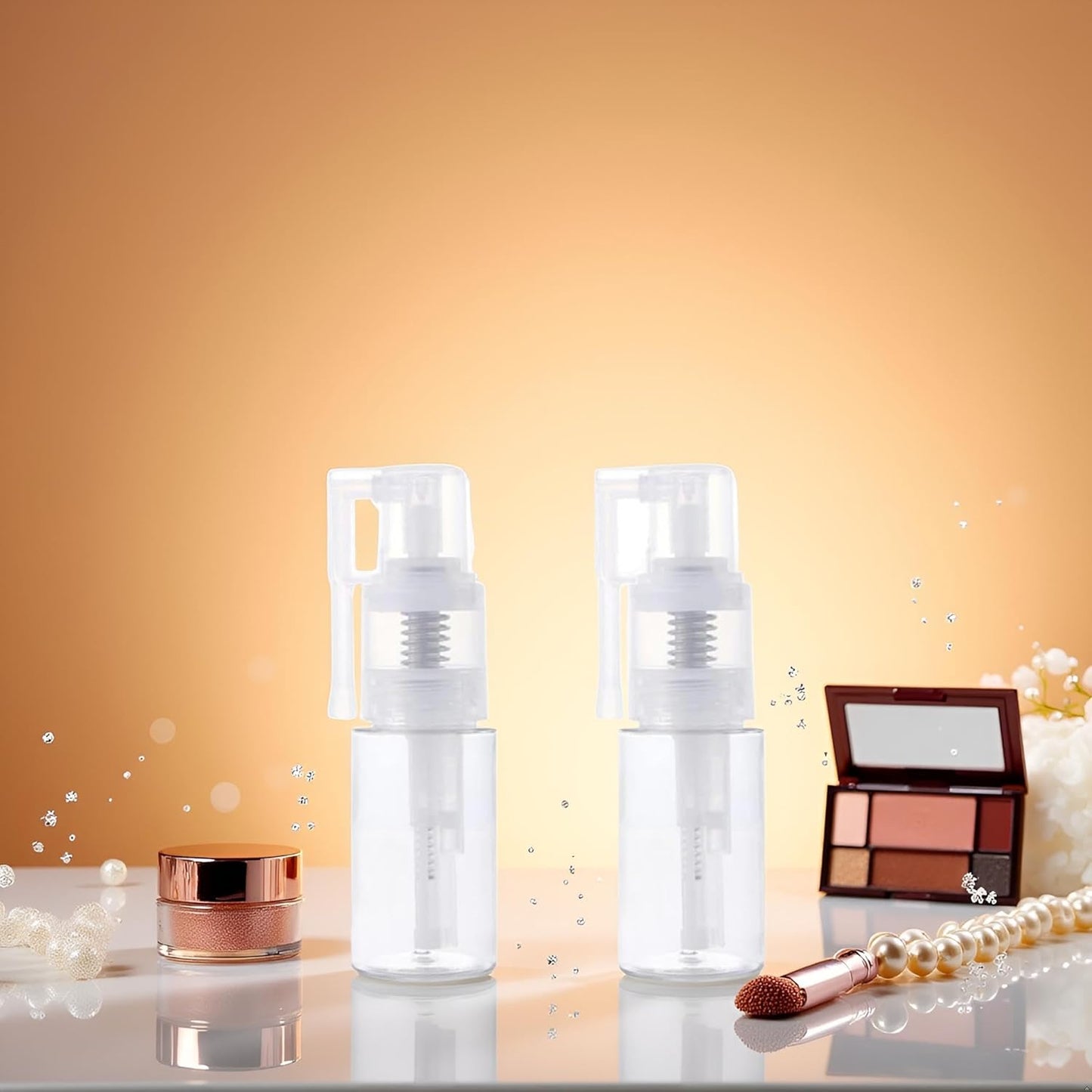 2Pcs 14ml Transparent Powder Spray Bottle,Refillable Hair Fiber Applicator, Empty Powder Cosmetics Bottles,Glitter Spray Bottle Refillables Cosmetic Spray Bottles,Refillable Containers