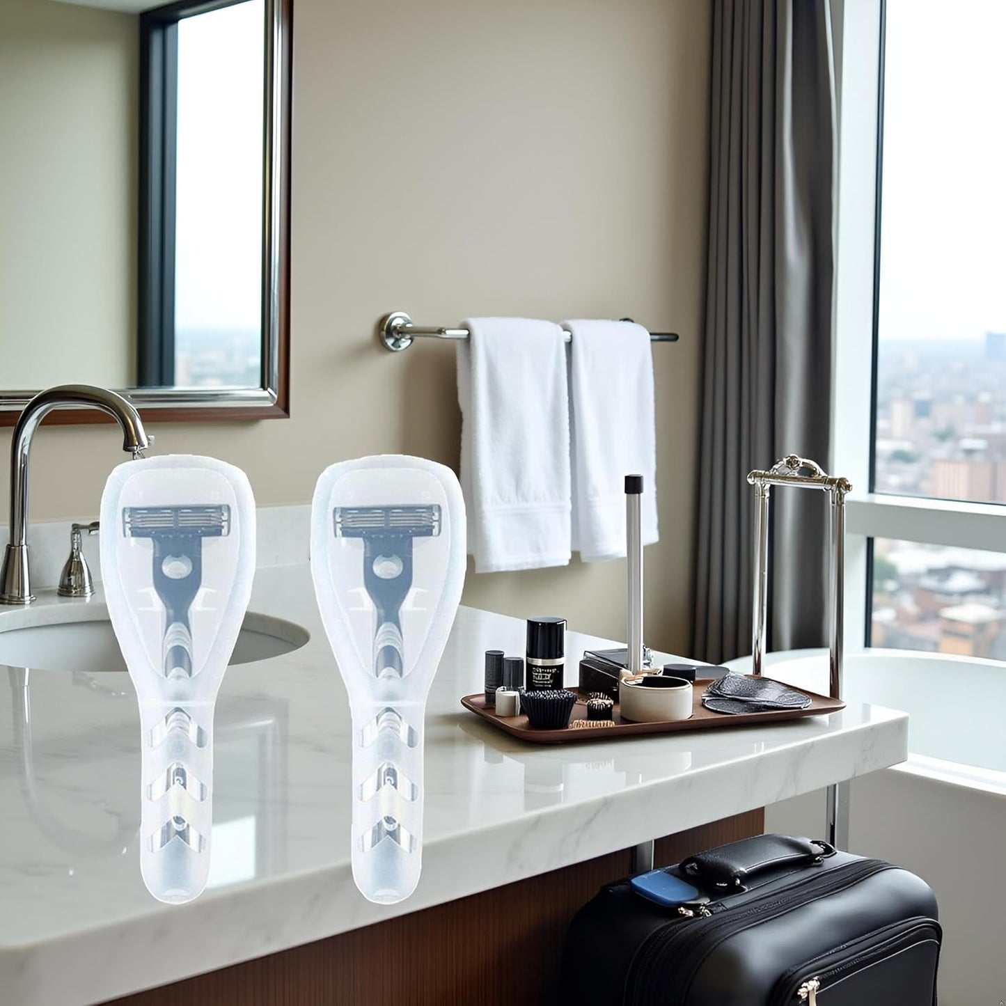 2Pcs Transparent Portable Travel Men Manual Razor Protector Plastic Box Cover Container Storage Shaver Holder Protector Case Organizer,Electric Shavers, Men's Electric Shaver Accessories