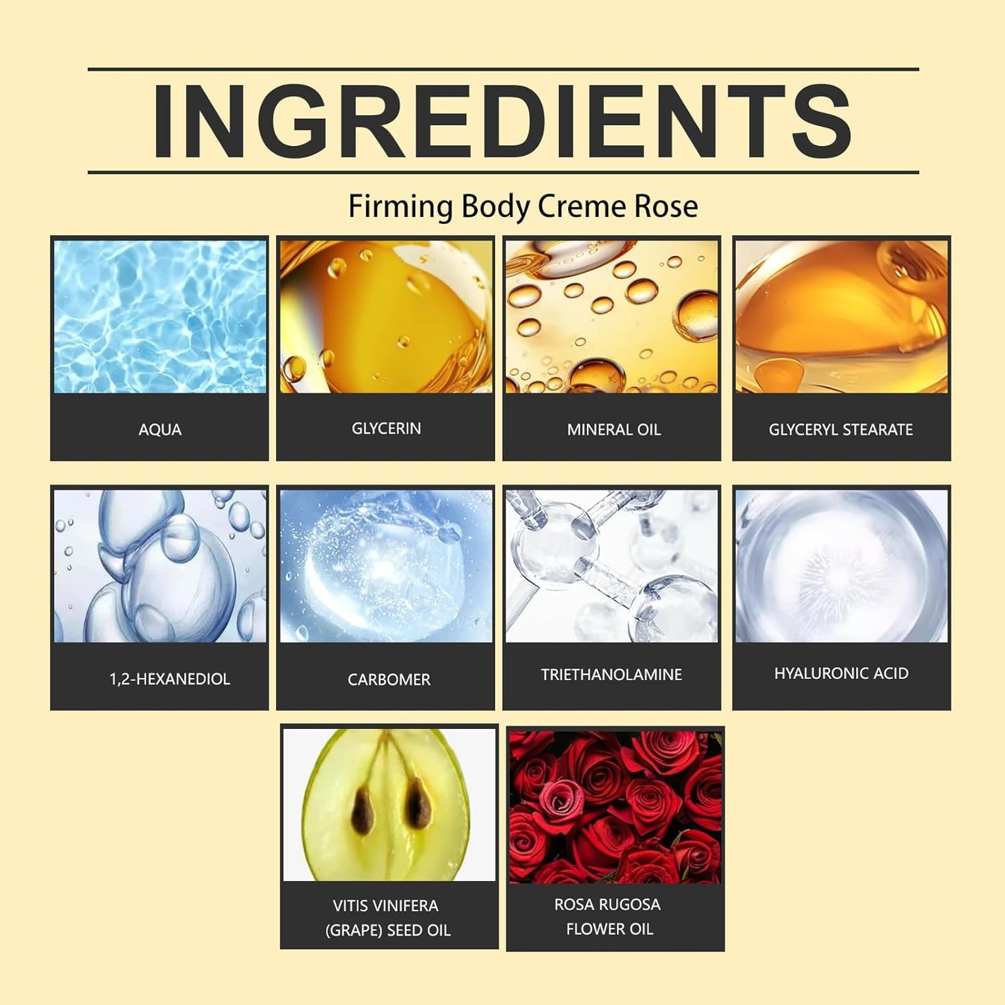 Champagne Lift Body Creme, Firming Complex and Pink Pepperslim Skin Moisturizer Tightens Hydrates Dry Skin Arms & Legs. (Sweet Almond Coconut)